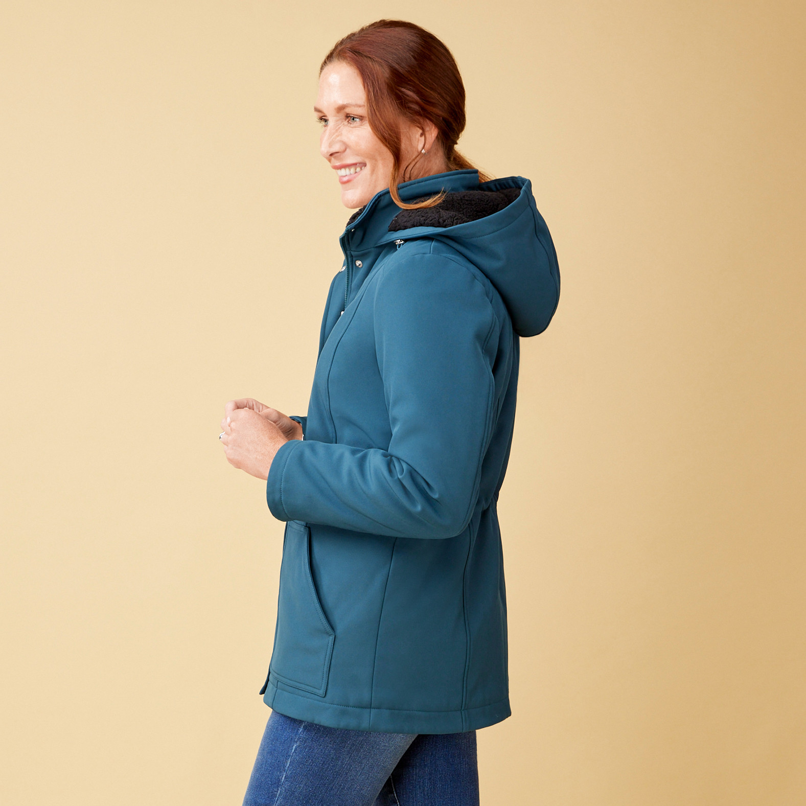 Drawstring Waist Soft Shell Jacket