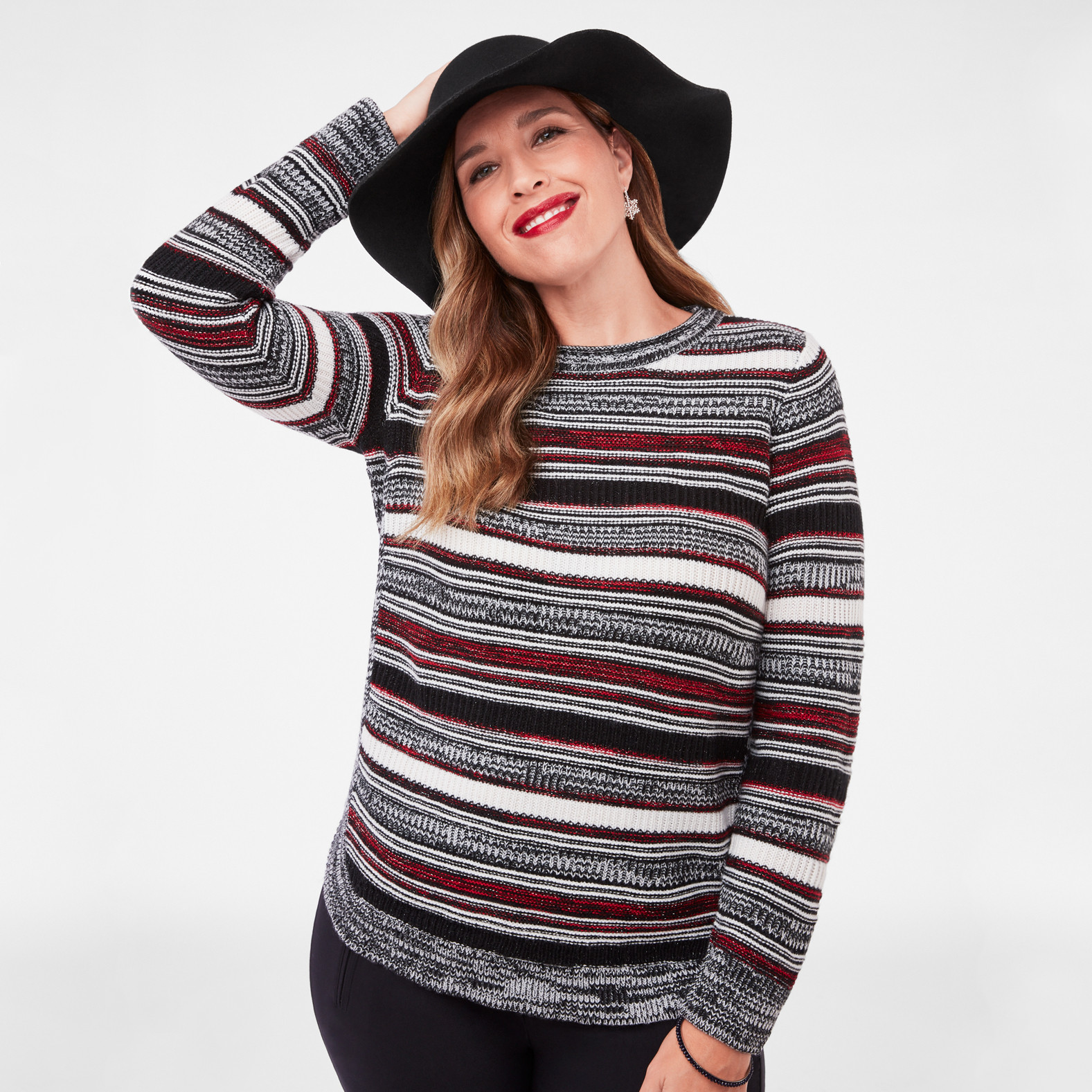 Festive Curved Hem Pullover Top
