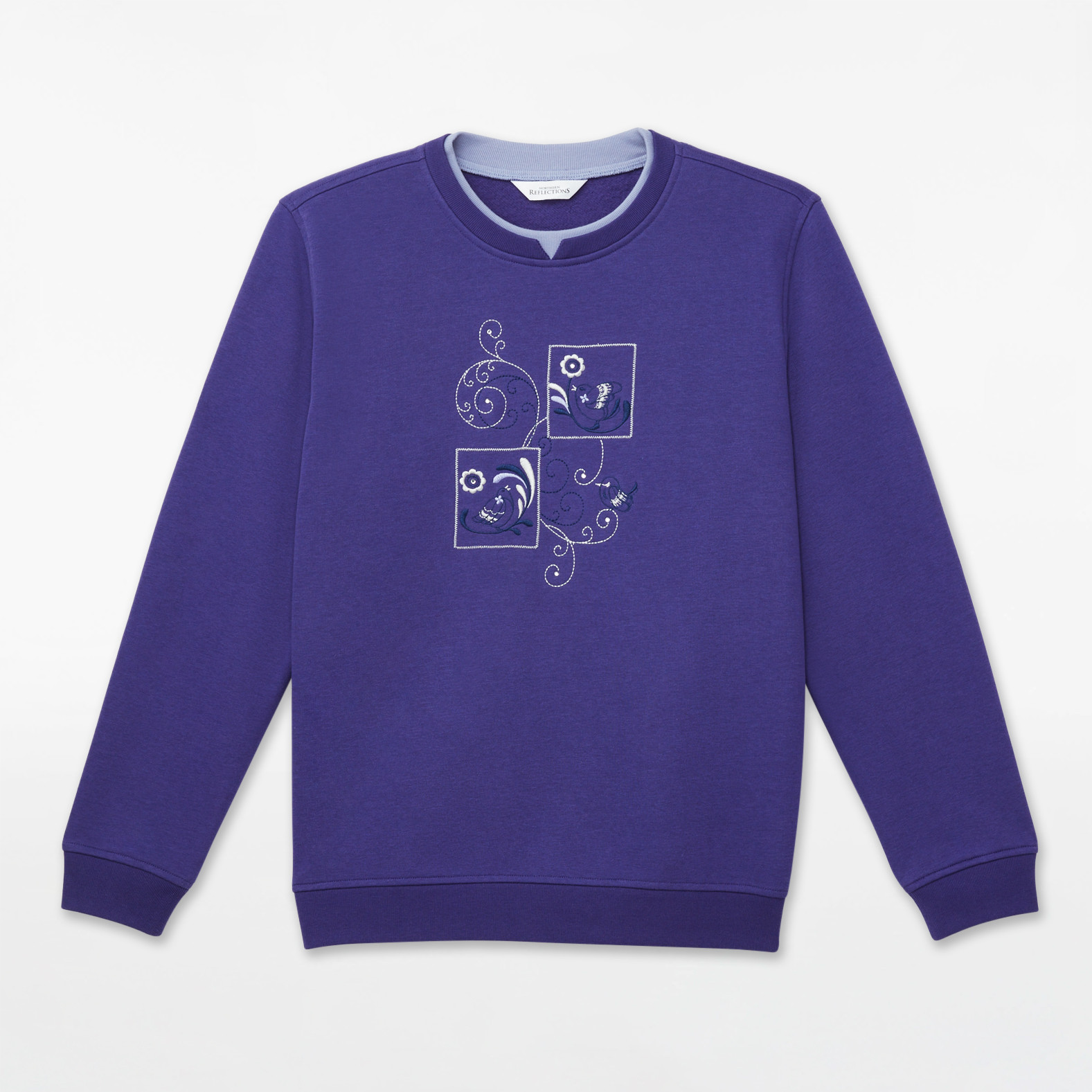Patchwork Embroidered Fleece Sweatshirt