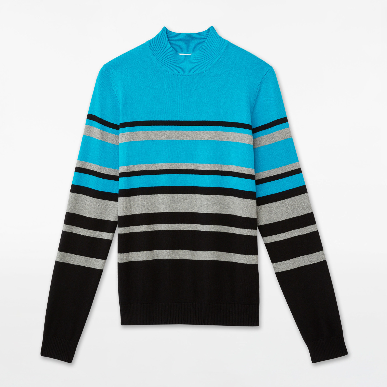 Holiday Stripes Mock Neck Sweater - Blue