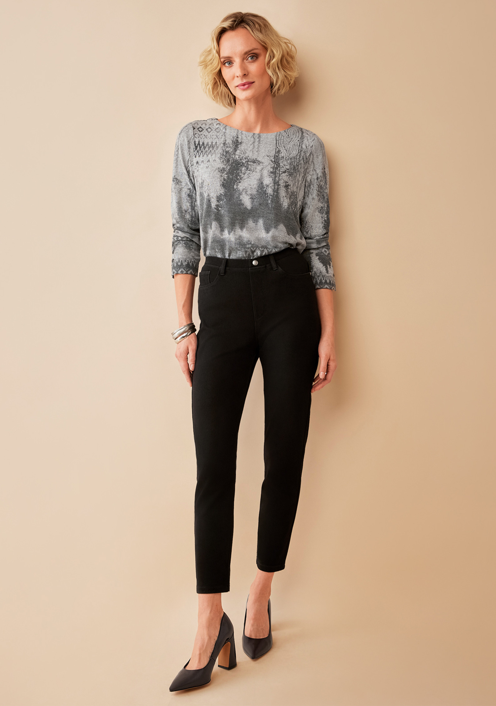 Denim Knit Jegging - Black