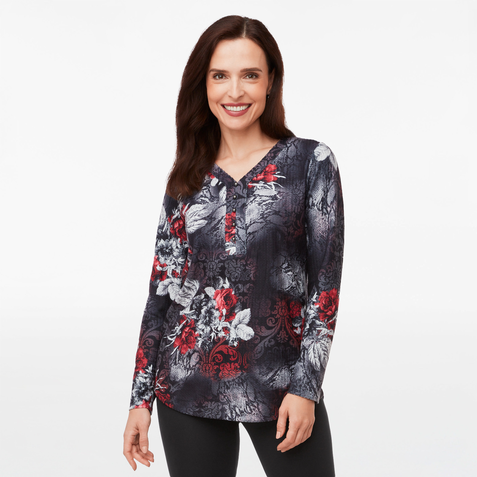 Floral Print Waffle Knit Top
