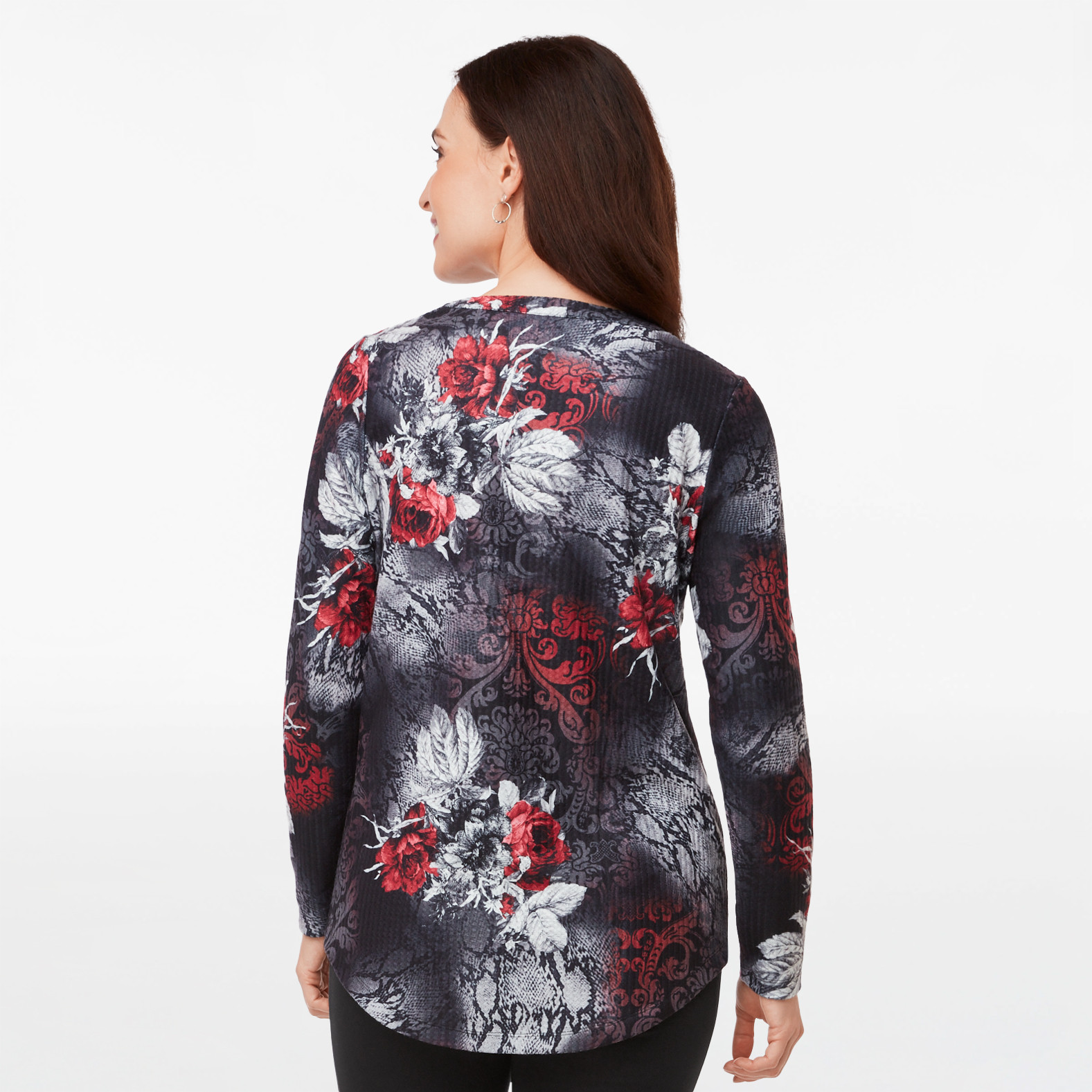Floral Print Waffle Knit Top