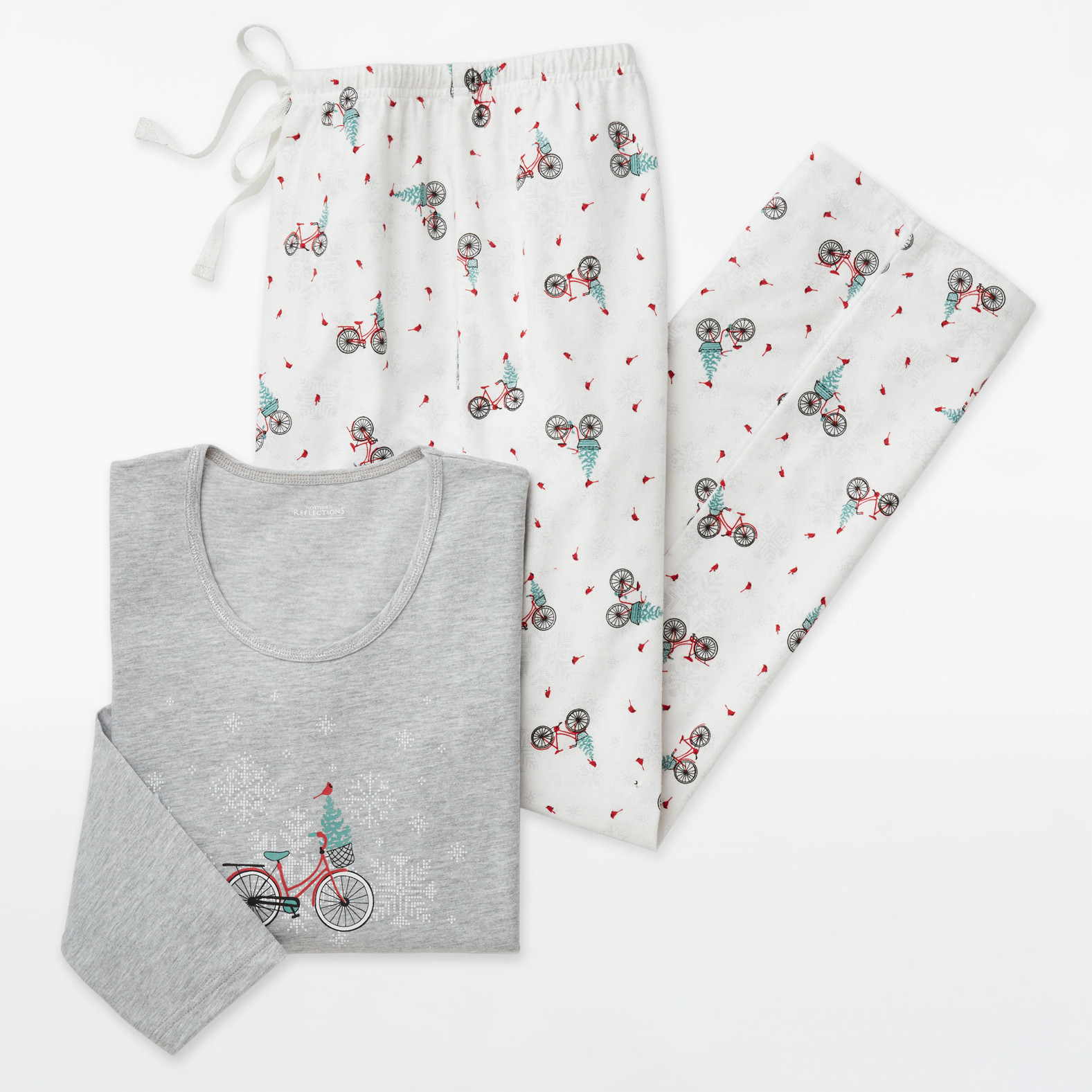 Cardinal on a Bike Flannel Bottom Pyjama Set