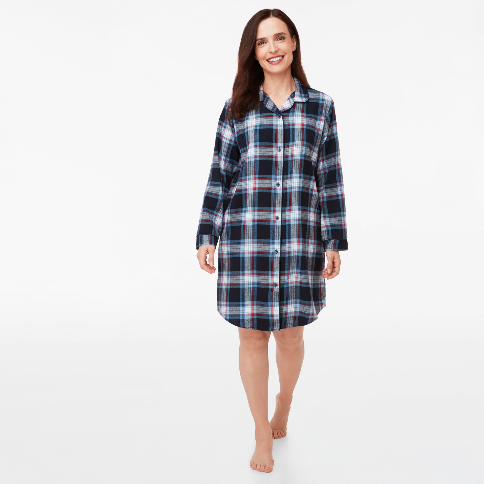 Navy Plaid Flannel Nightshirt