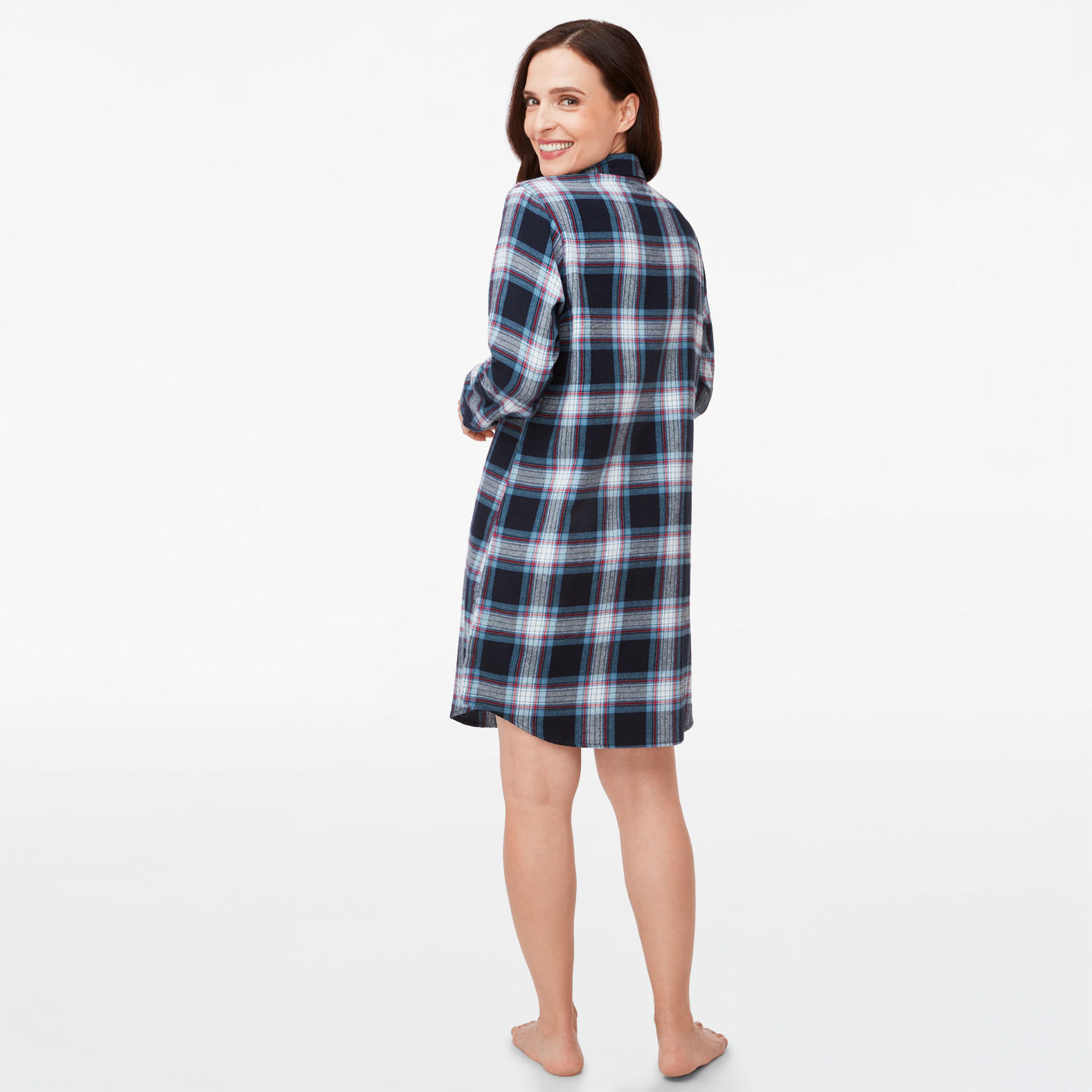Navy Plaid Flannel Nightshirt