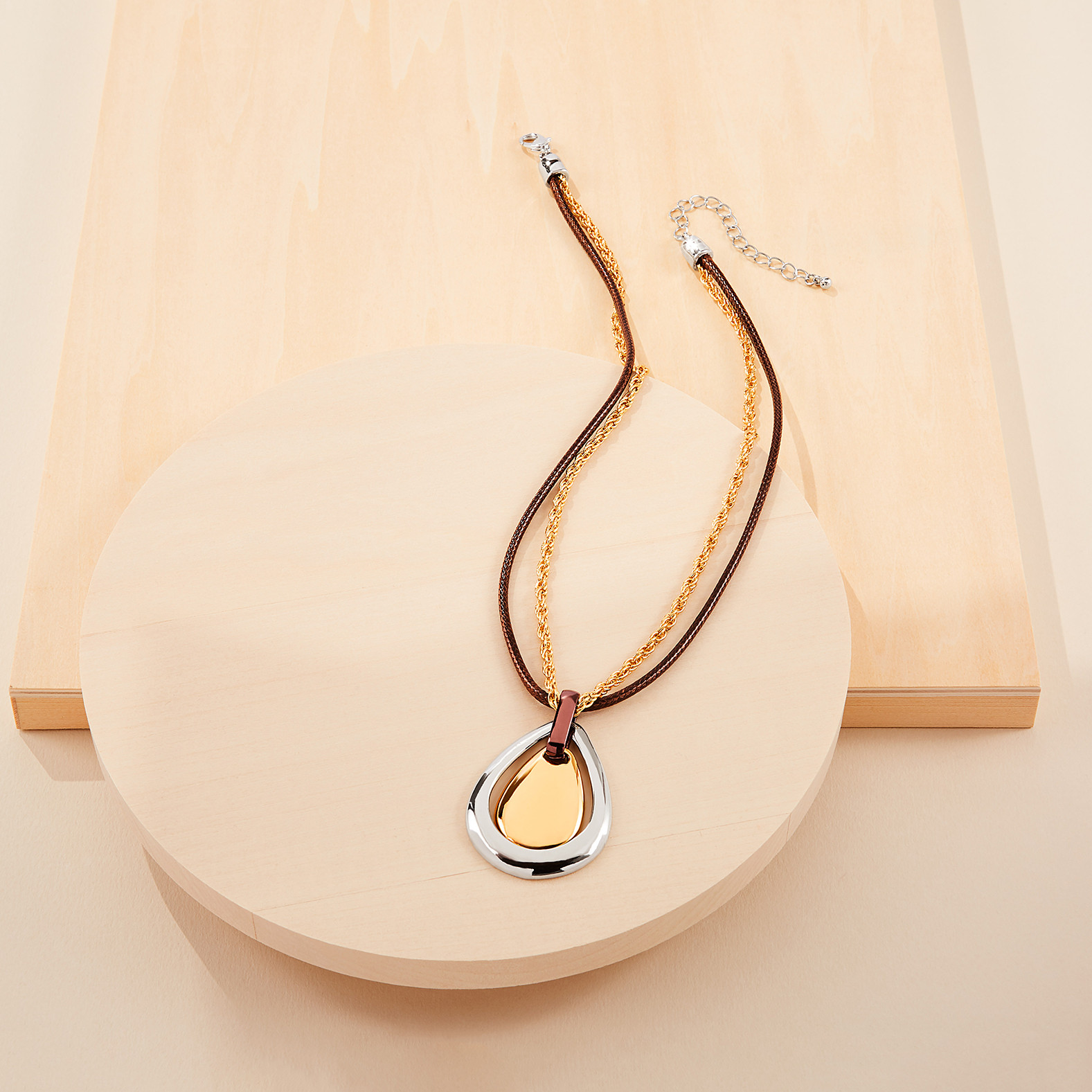 Teardrop Pendant Cord Necklace