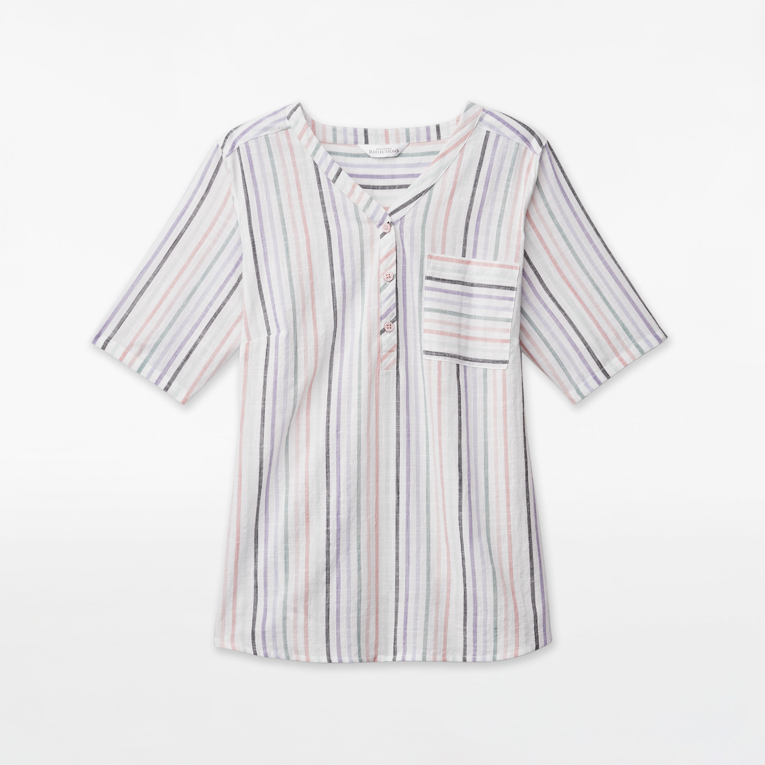 Elbow Sleeve Striped Blouse