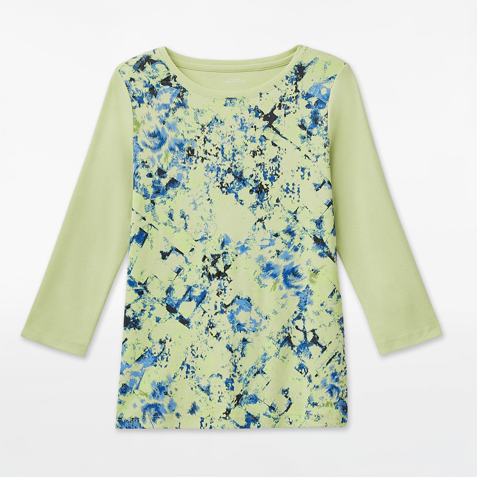 Three Quarter Sleeve Abstract Print Tee
