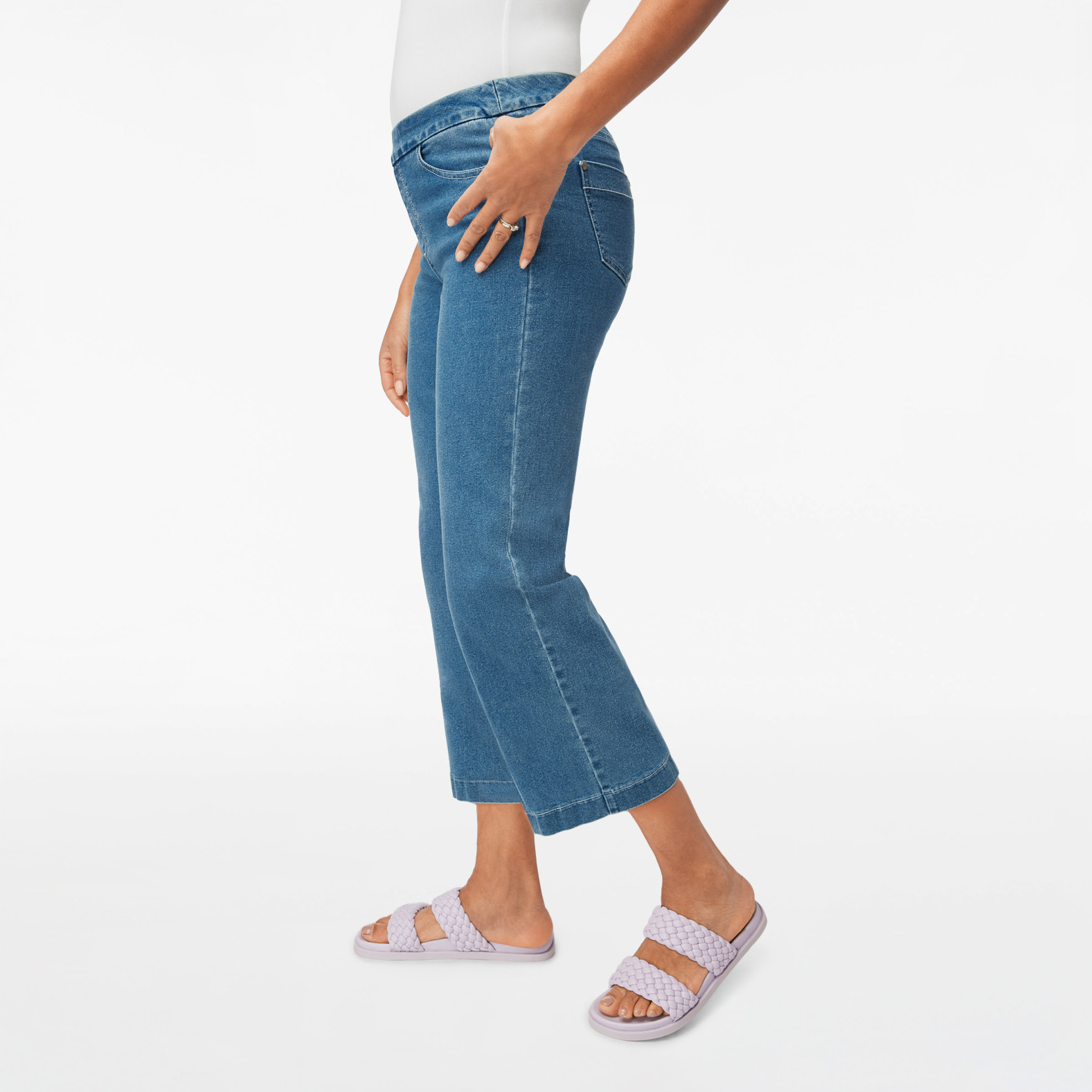 Wide Leg Saddle Stitch Crop Jean