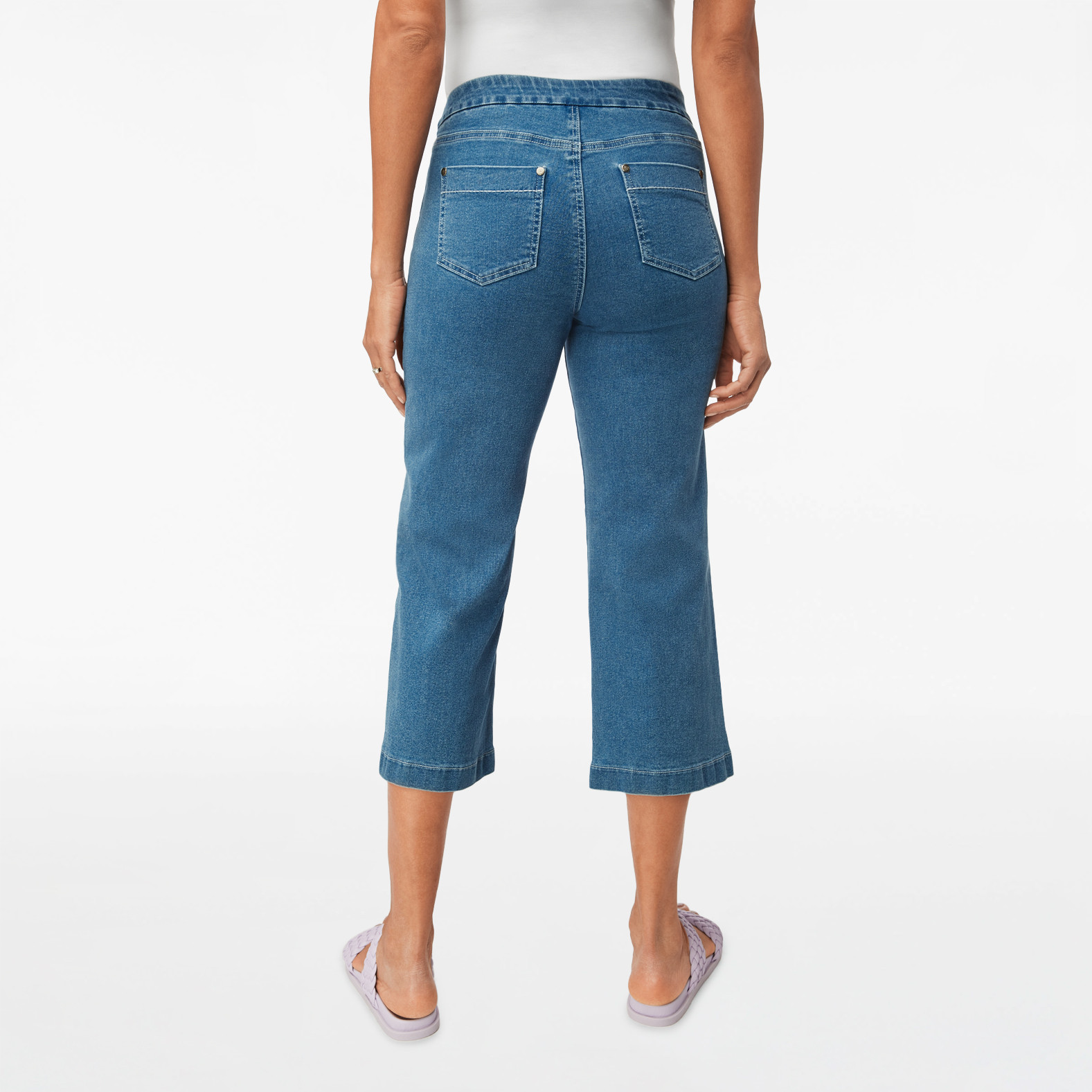 Wide Leg Saddle Stitch Crop Jean