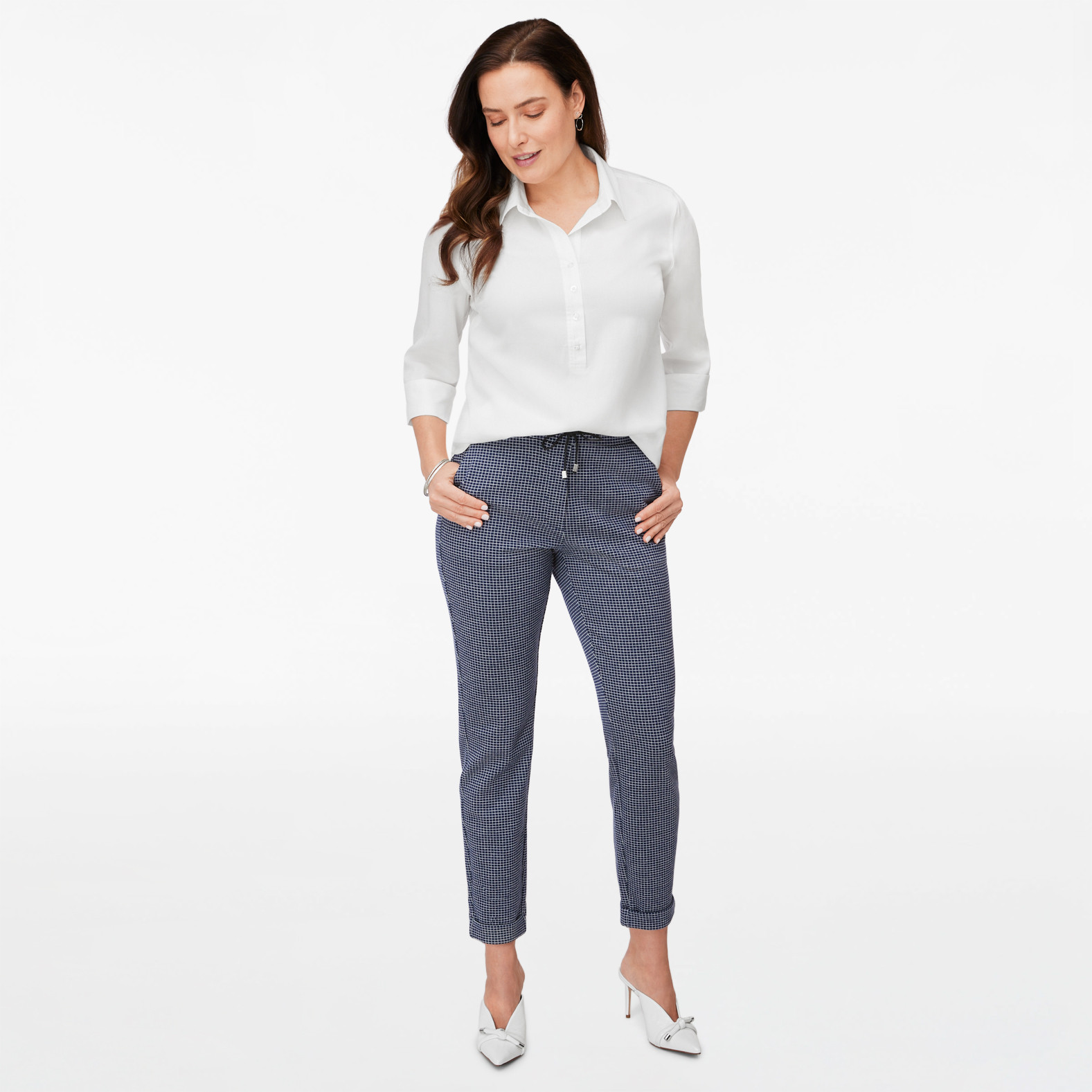 Straight Leg Window Cuffed Fashion Pant