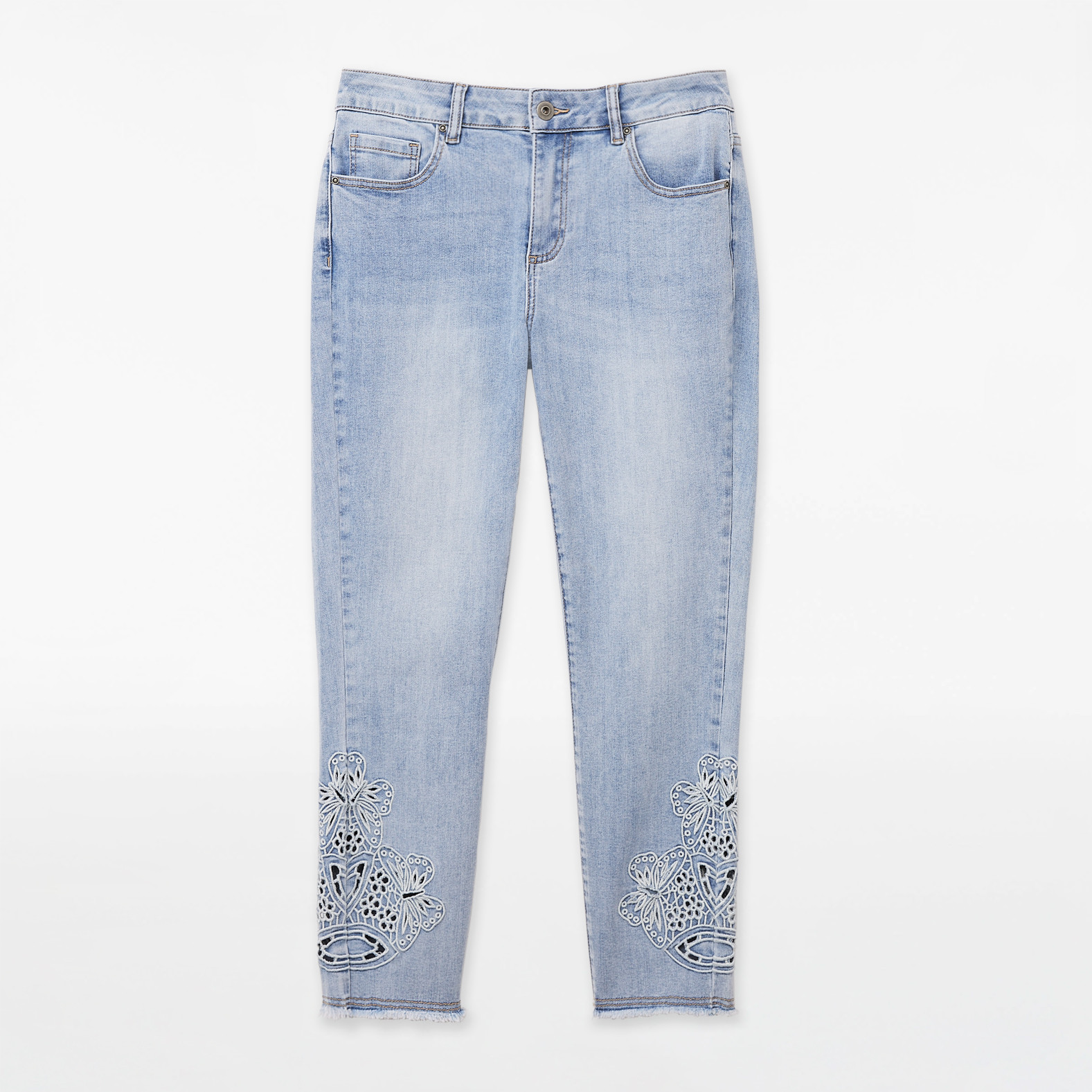 Embroidered Butterfly Light Wash Jean
