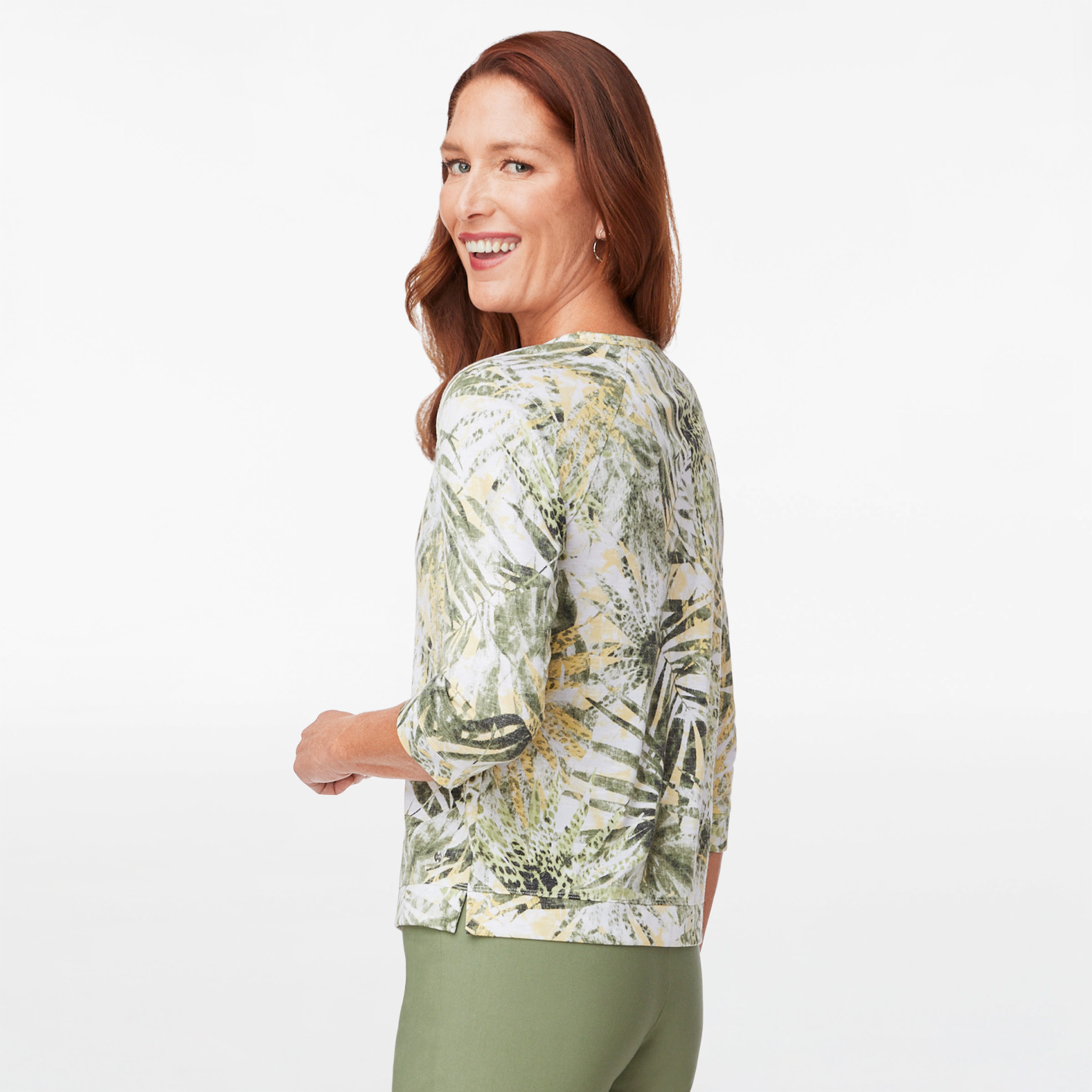 Petite - Leaf Print Top