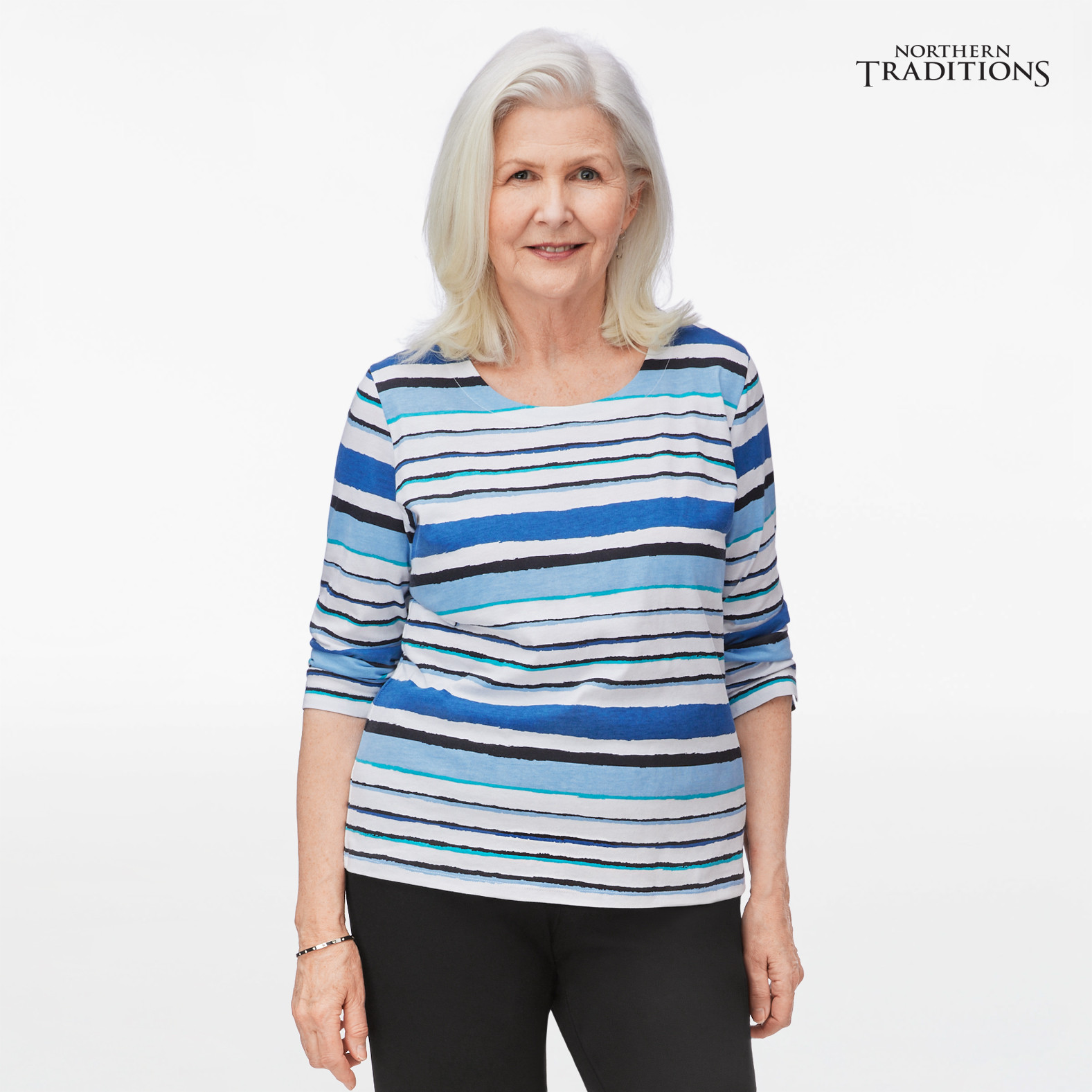 Petite - Striped Soft Knit Tee