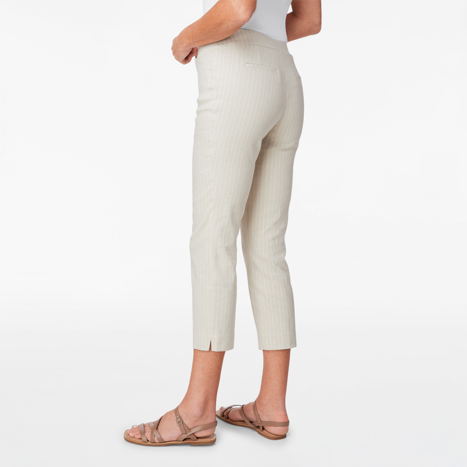 Striped Linen Blend Crop Pant
