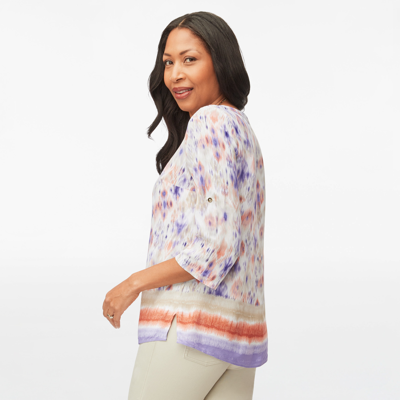 Three Quarter Sleeve Multi Print Top