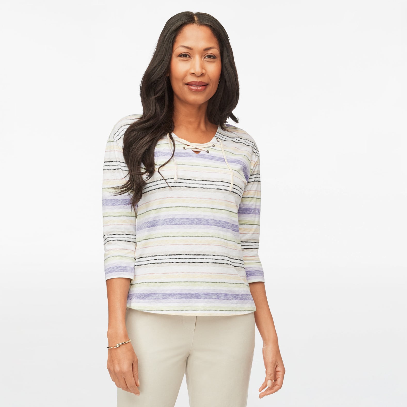 3/4 Sleeve Striped Top
