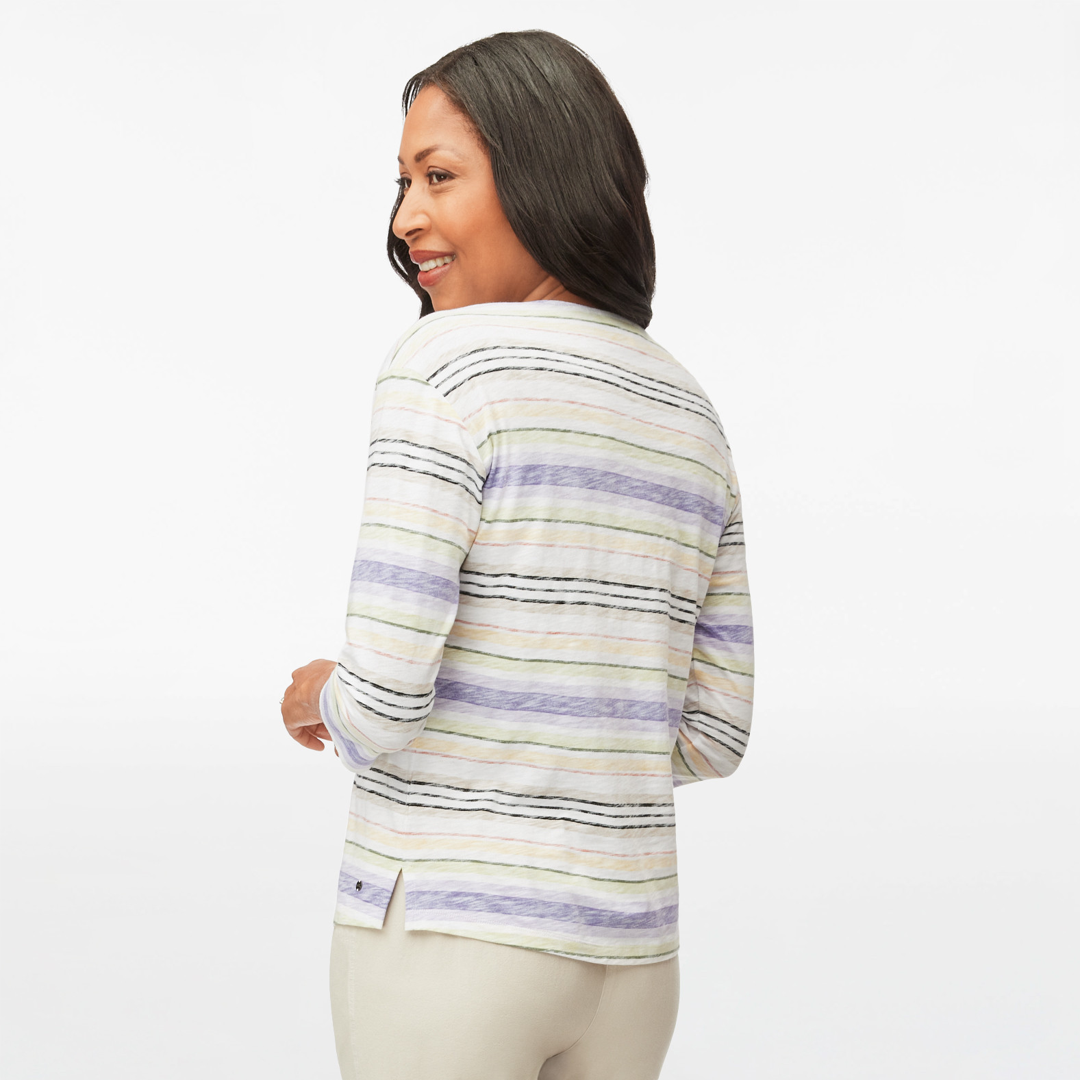 3/4 Sleeve Striped Top