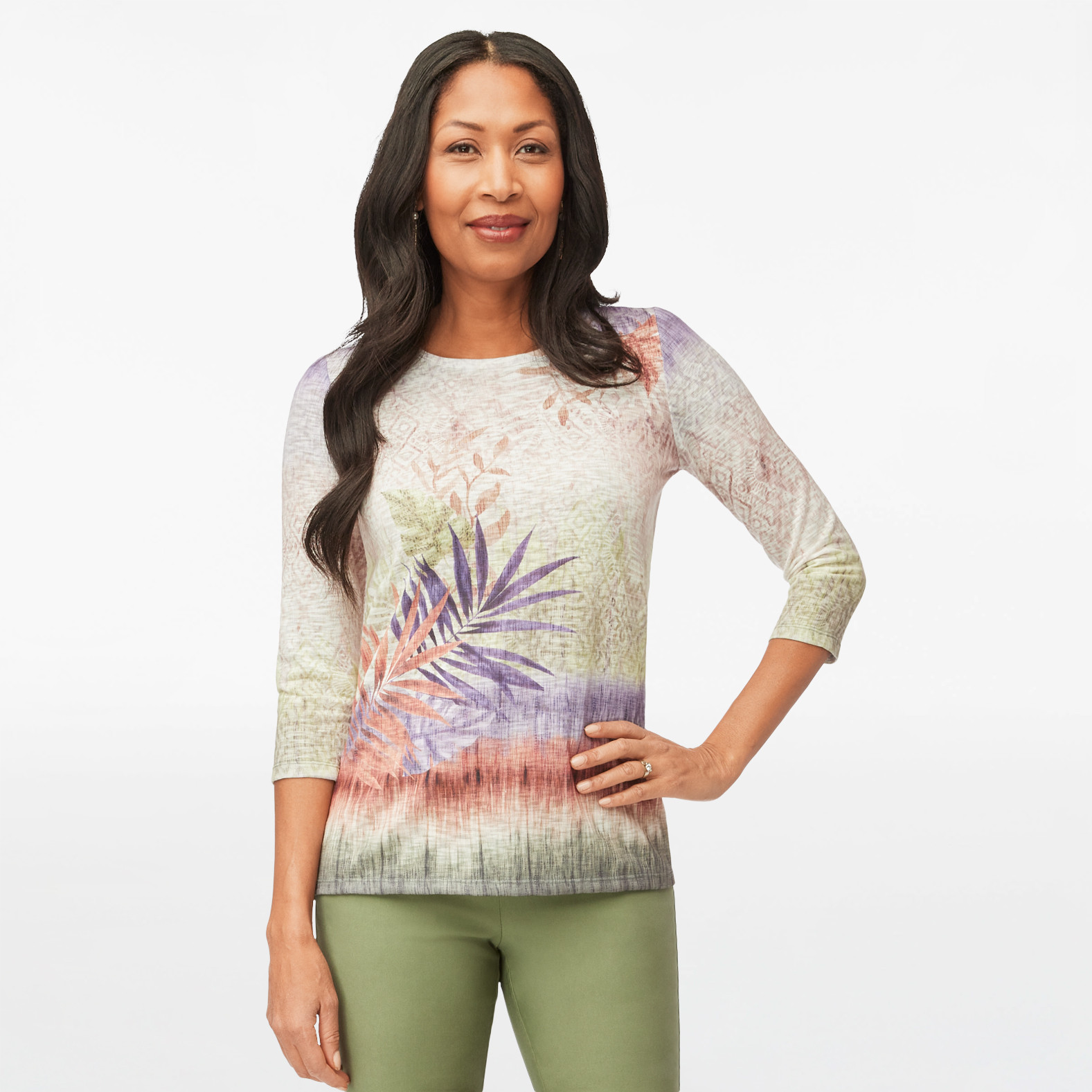3/4 Sleeve Knit Sublimation Top