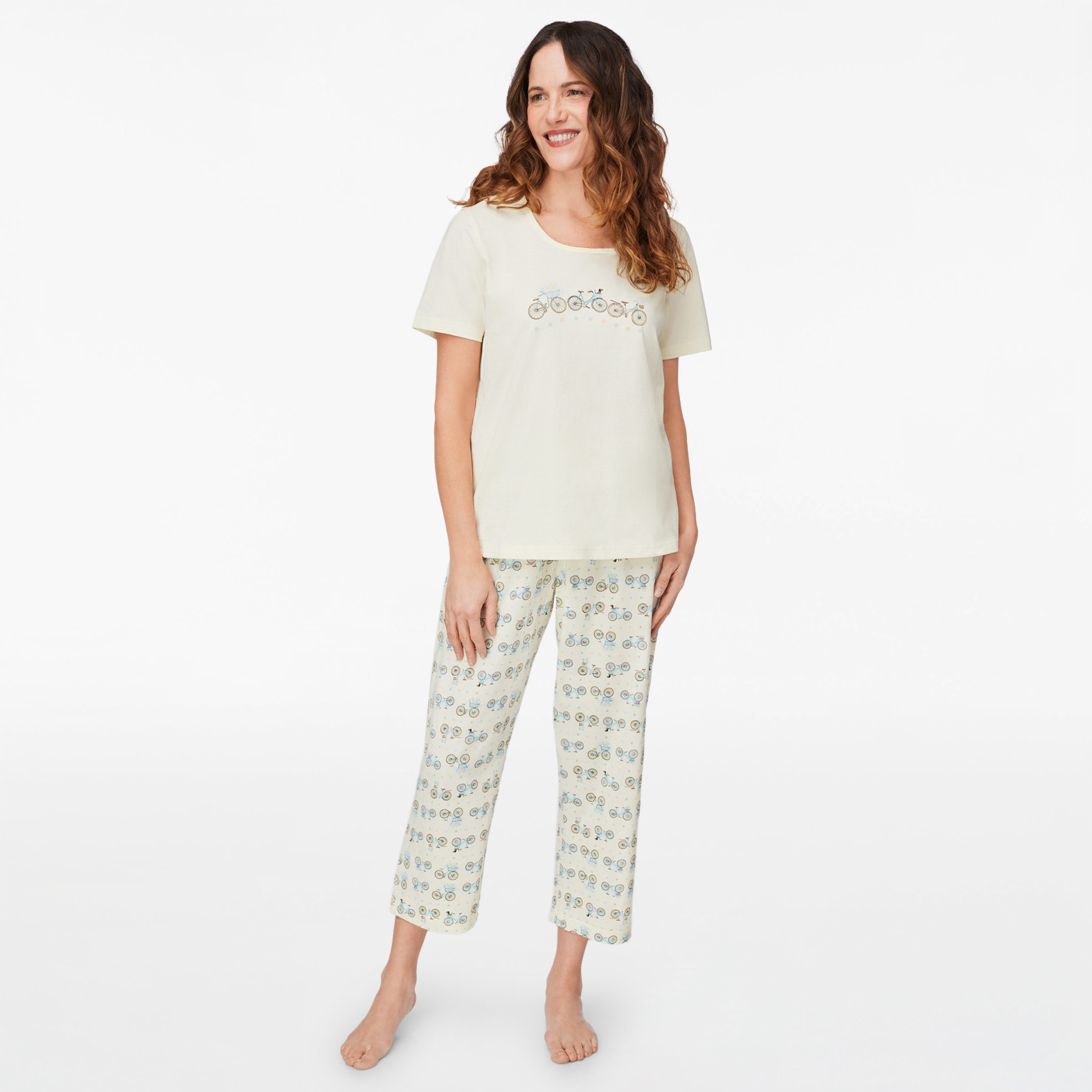 Bike Print Crop Bottoms Pyjama Set
