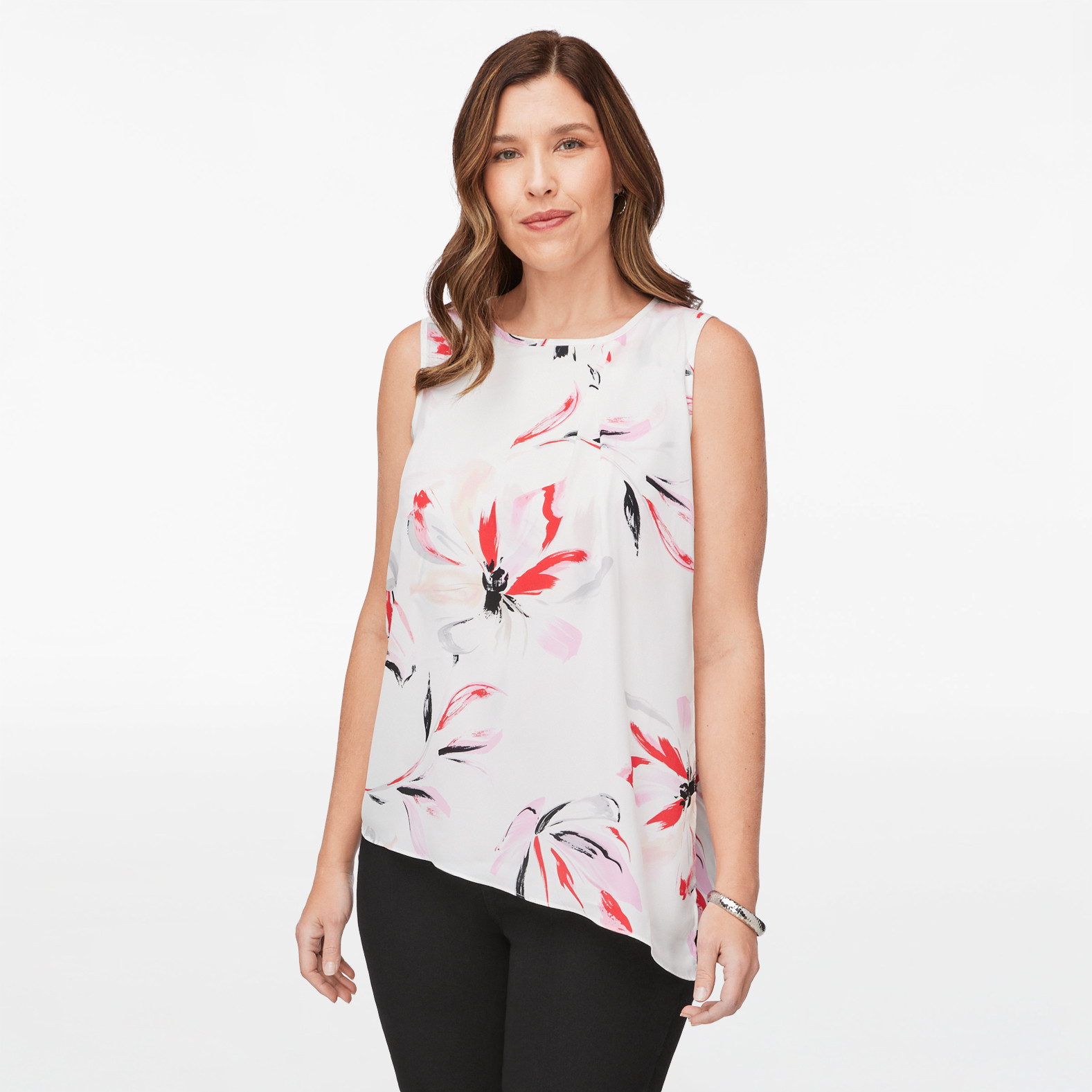 Asymmetrical Floral Print Blouse