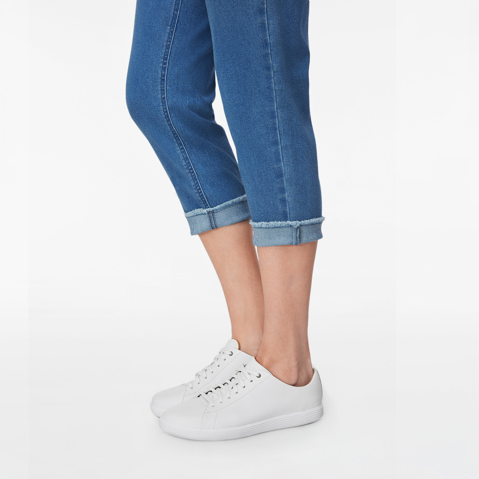 Button Front Raw Hem Crop