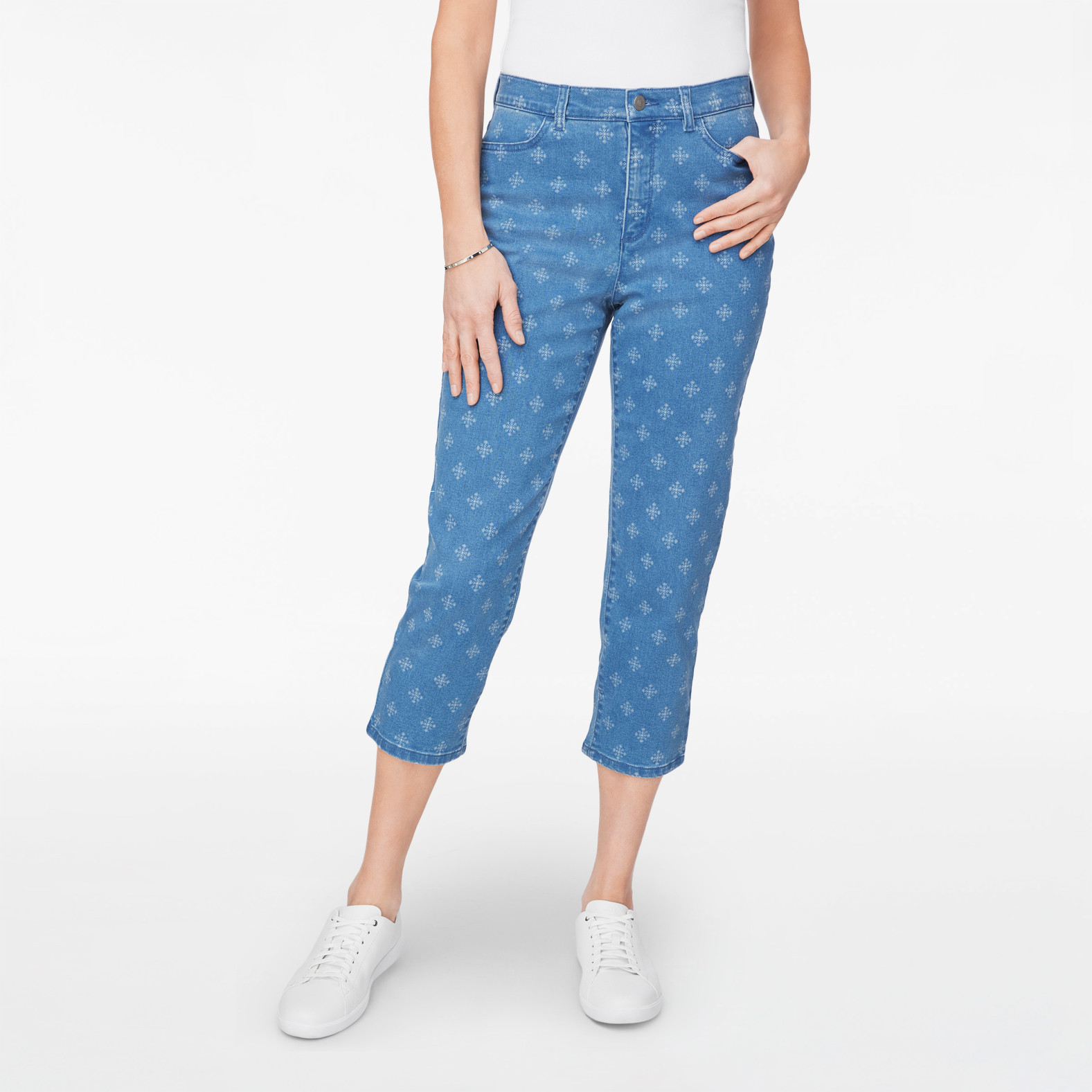 Essential Slim Printed Denim Crop (
