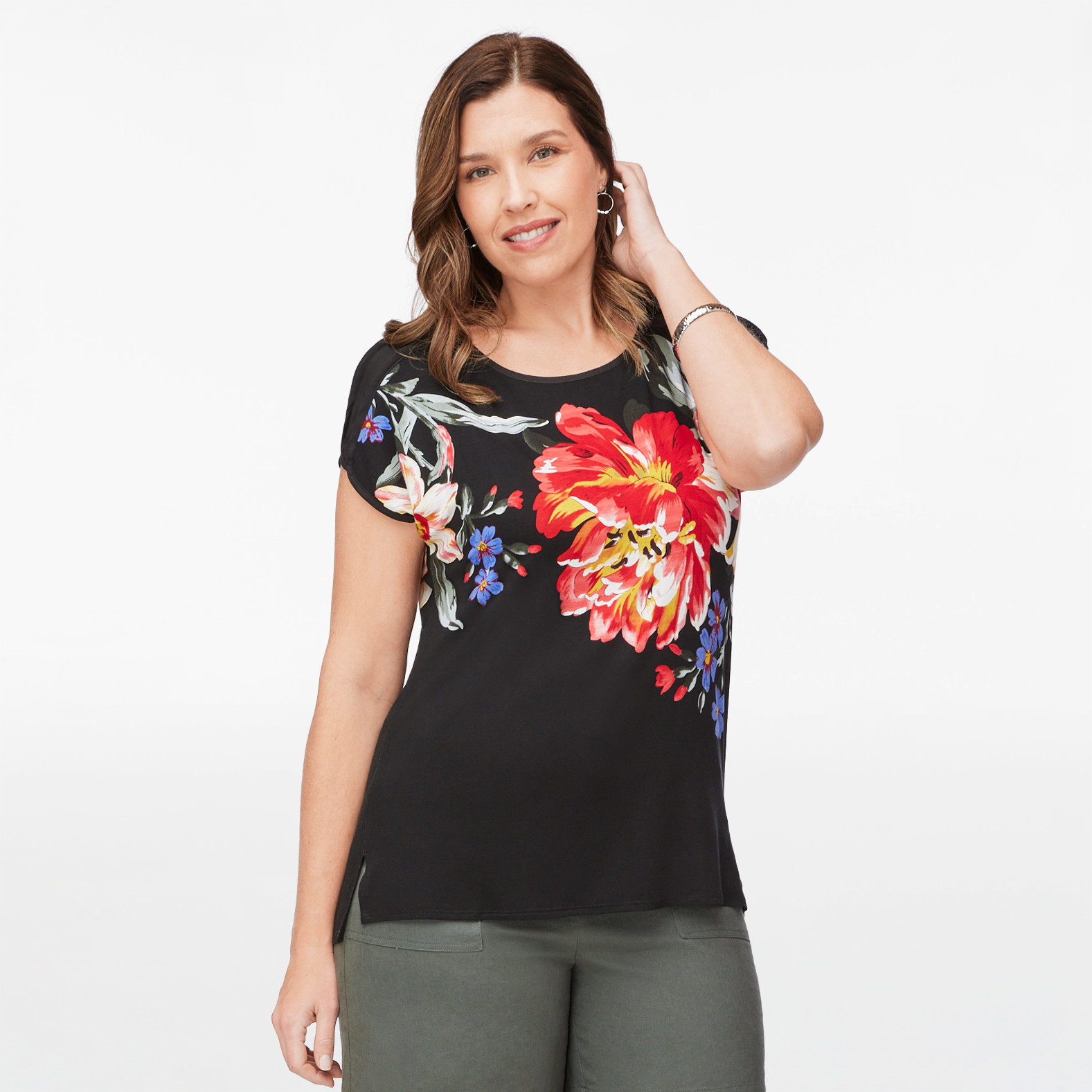 Floral Print Drop Shoulder Top