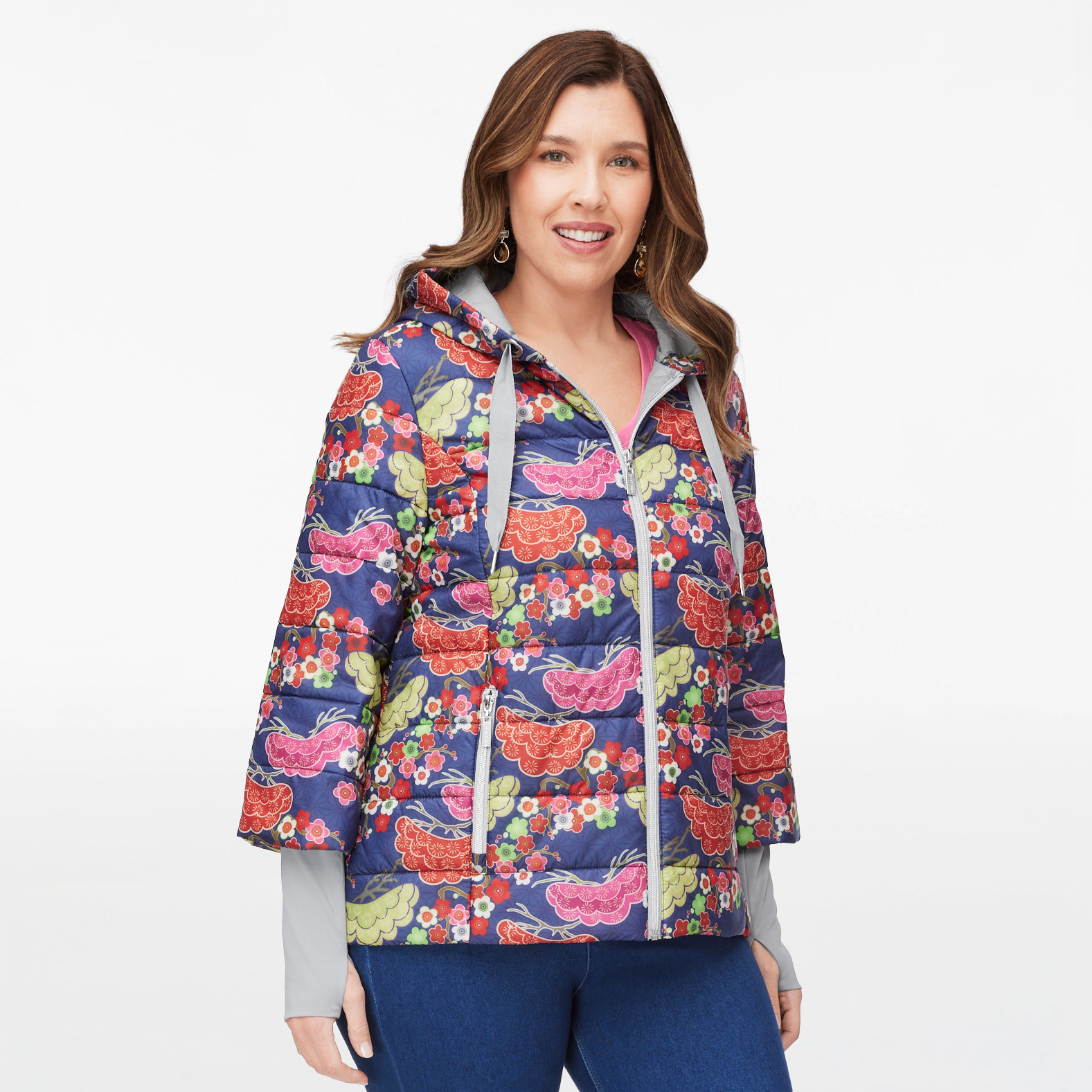 Floral Print Puffer Jacket