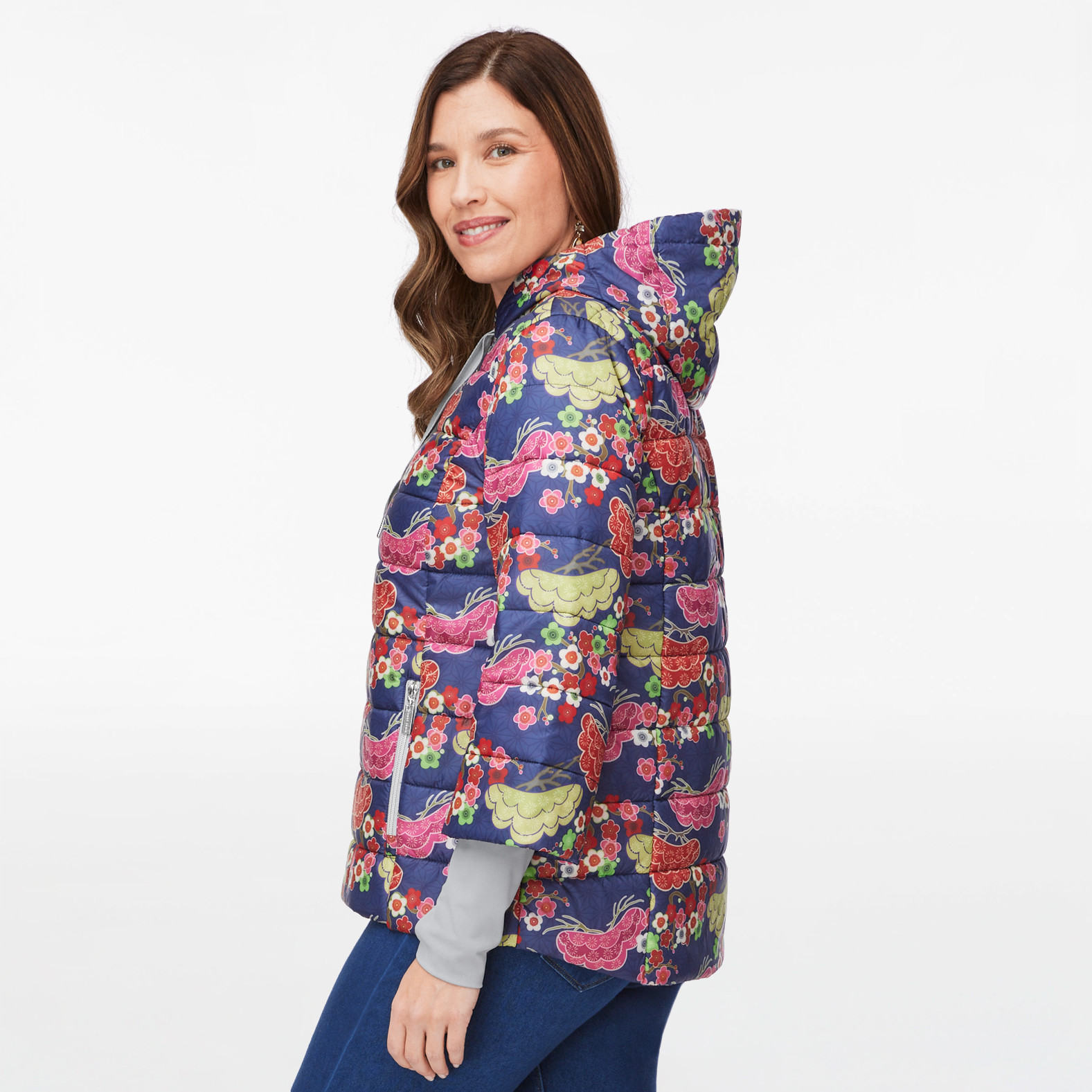 Floral Print Puffer Jacket