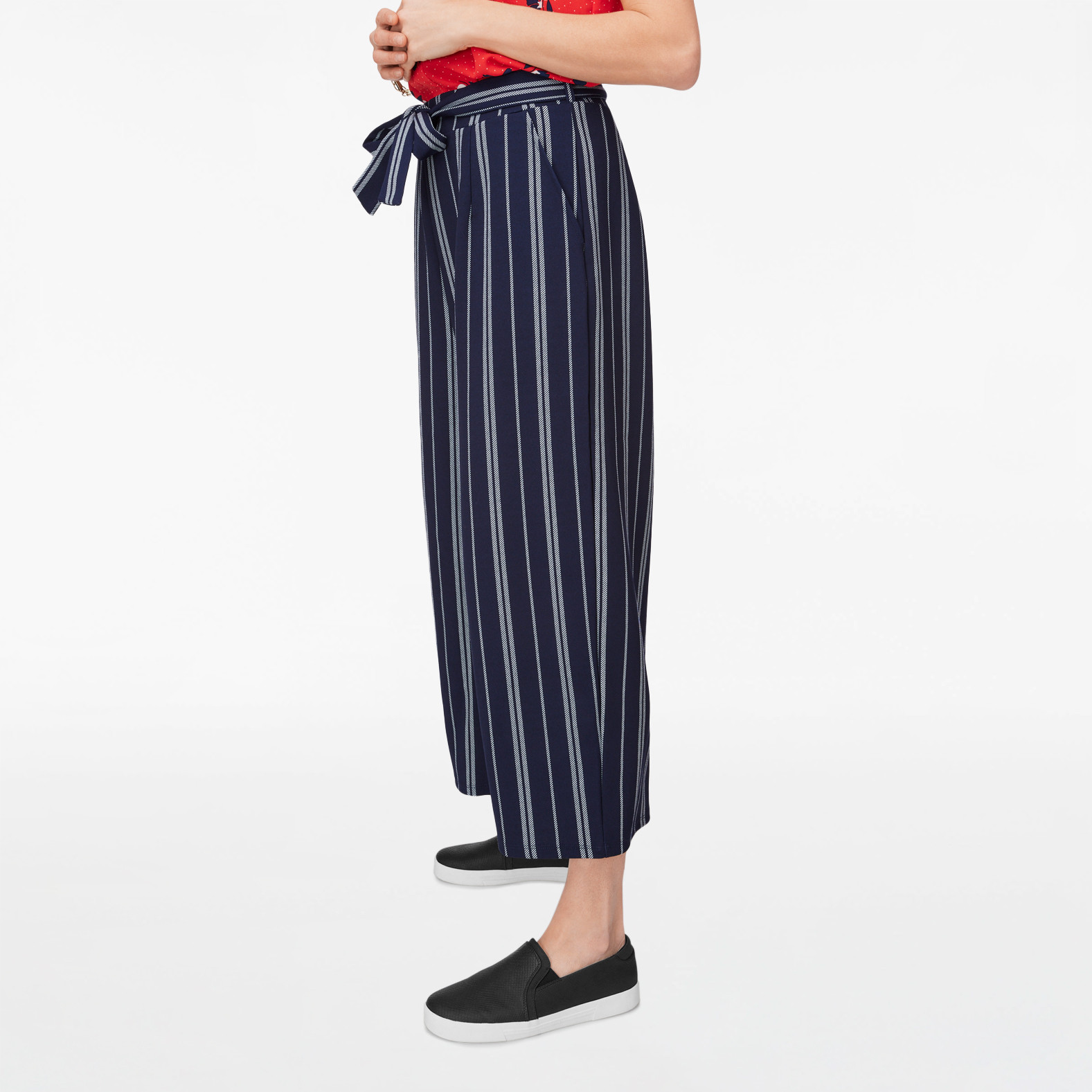 Striped Culotte Pant with Belt