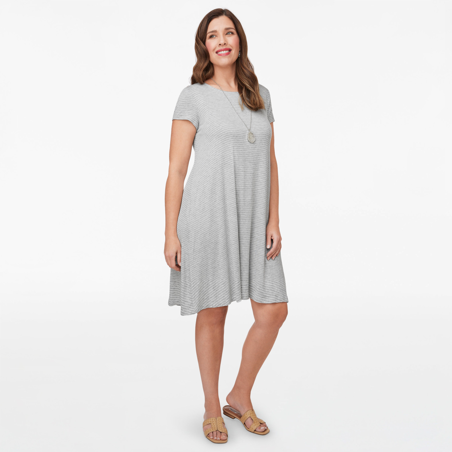 A Line Knit Striped Dress
