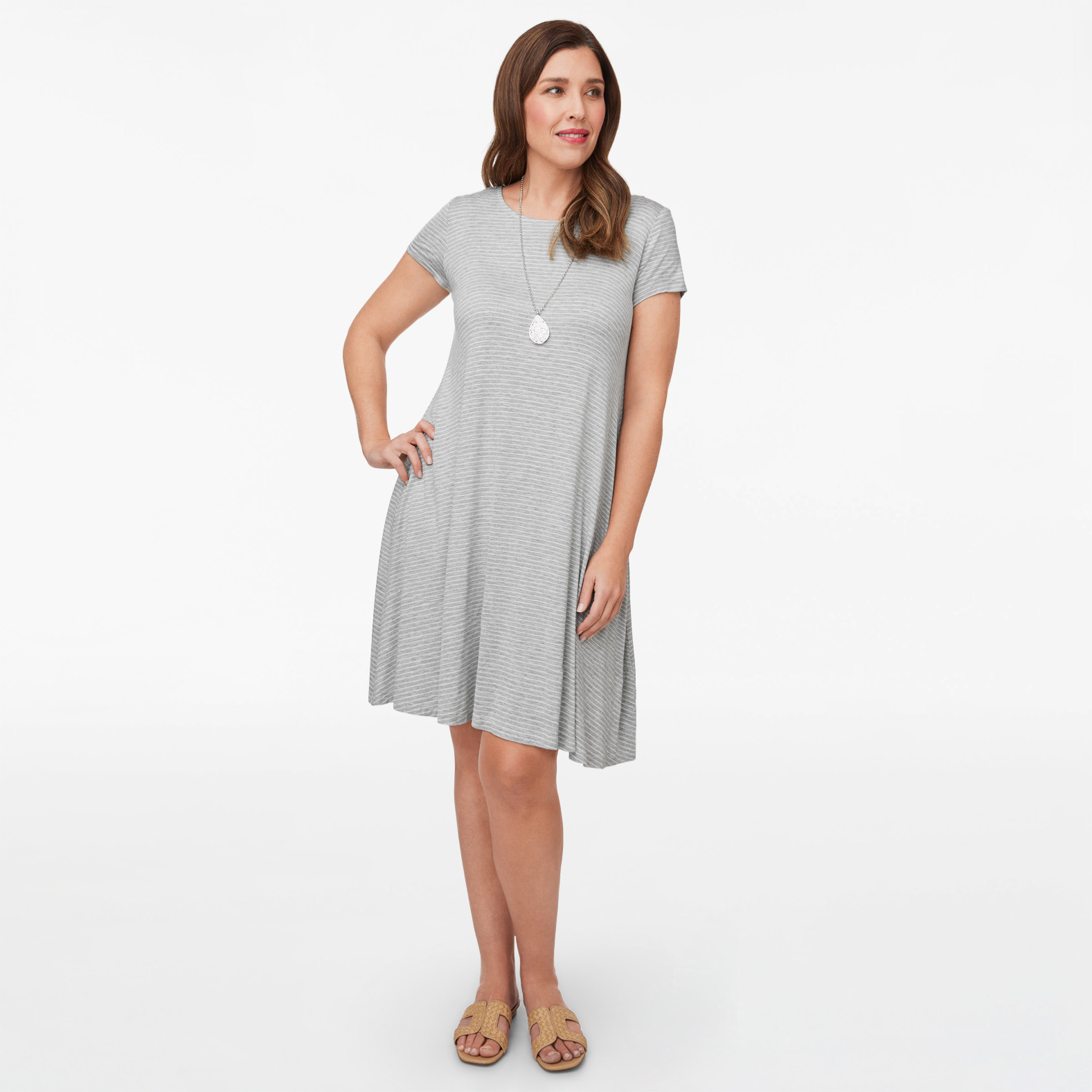 A Line Knit Striped Dress
