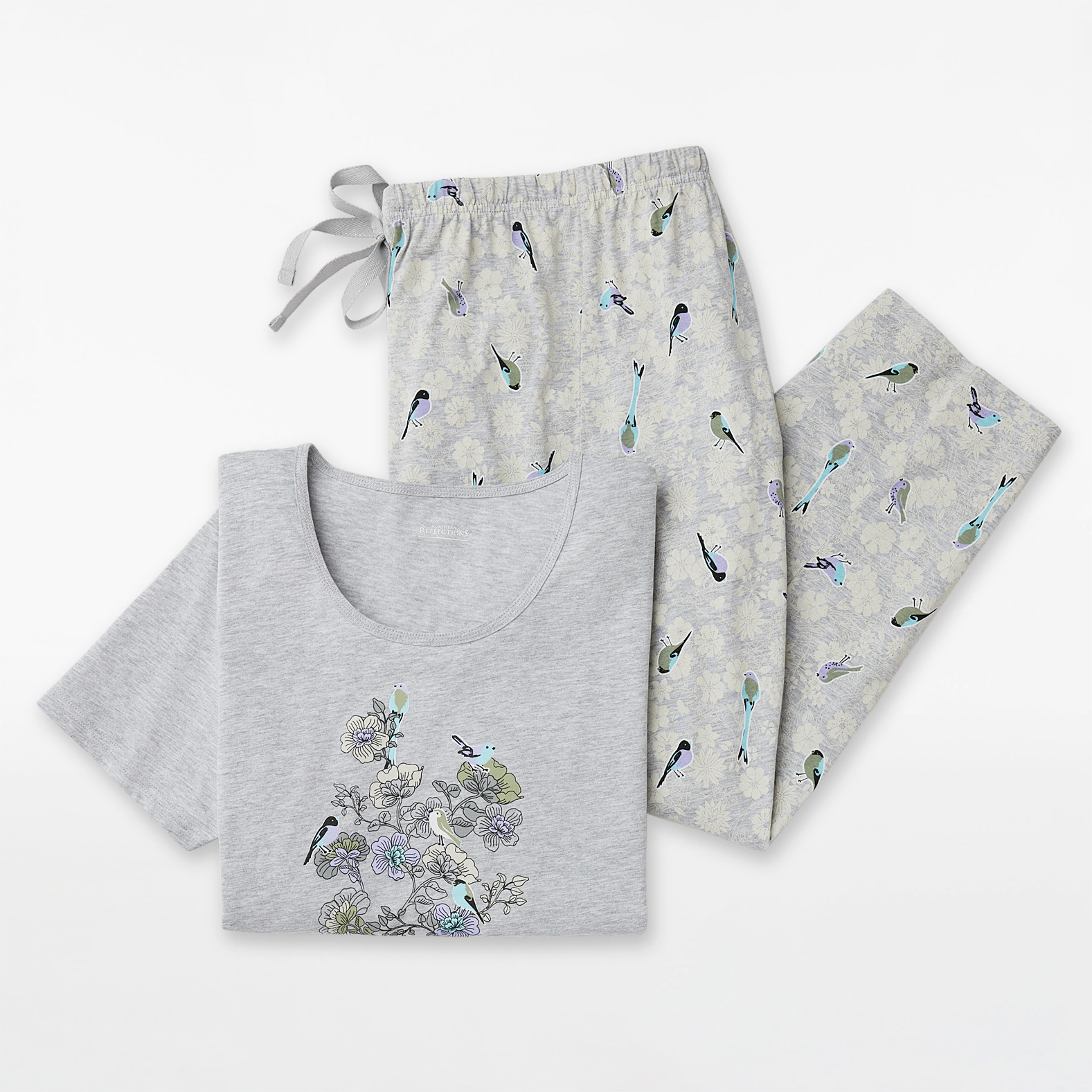 Bird Print Cropped Bottom Pyjama Set