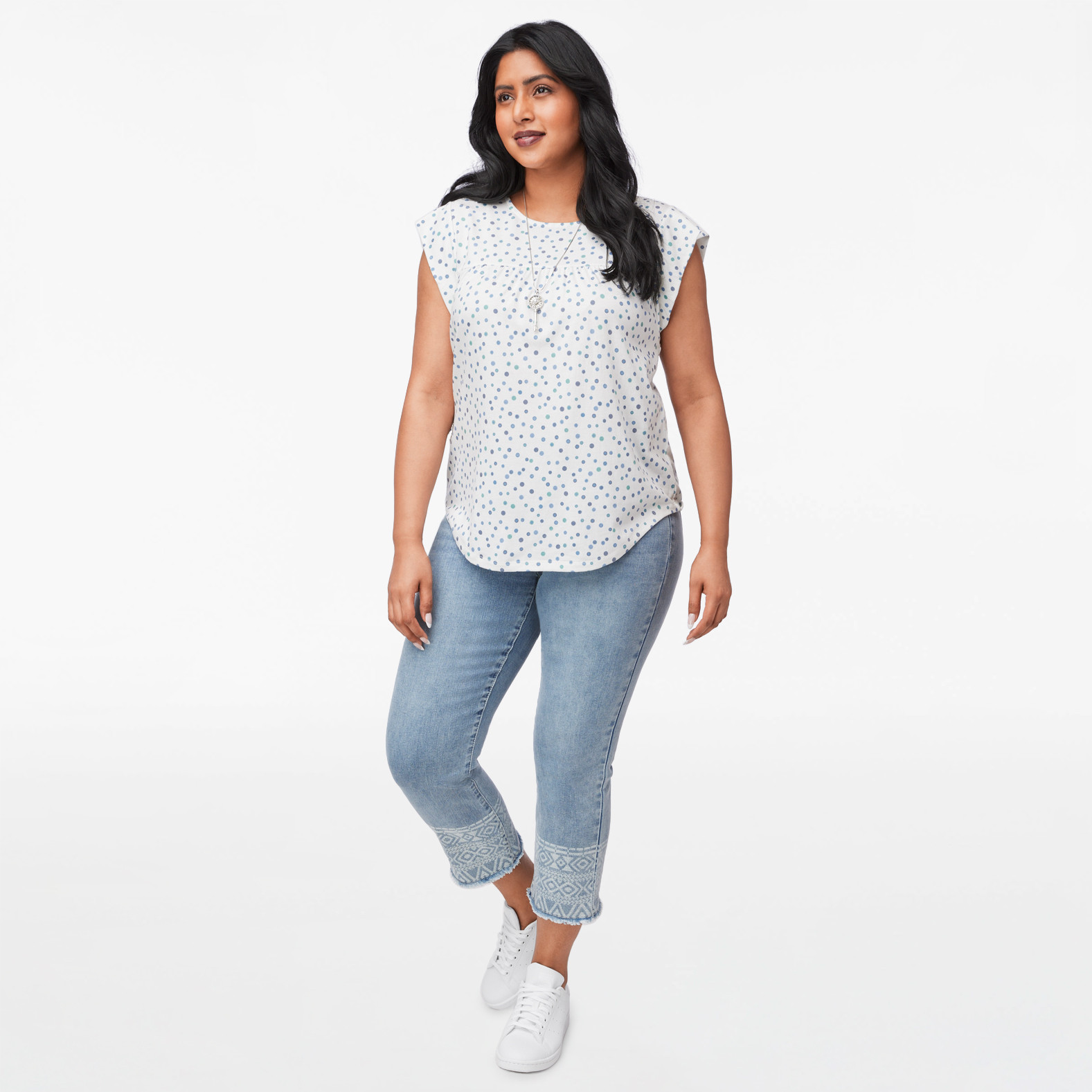 Cap Sleeve Printed Blouse