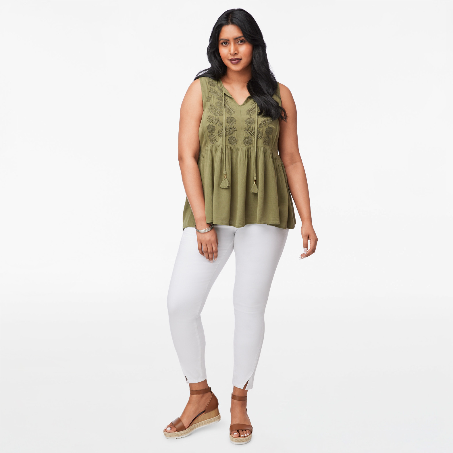 Embroidered Peplum Blouse
