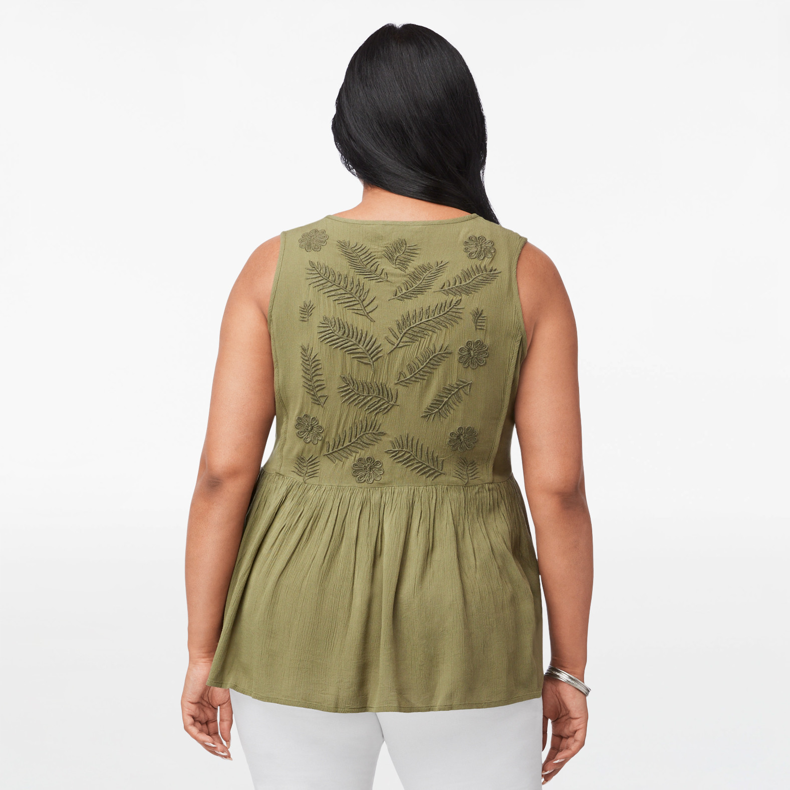 Embroidered Peplum Blouse