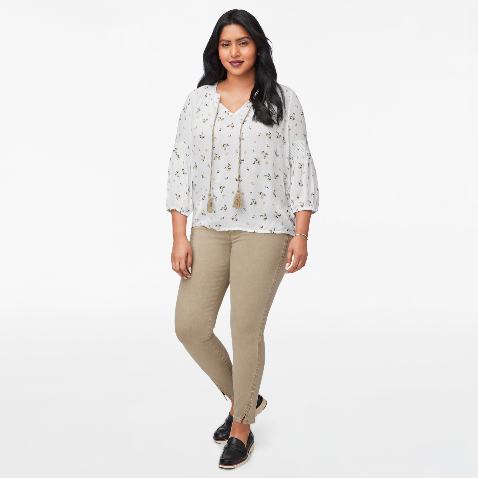Floral Print Peasant Blouse