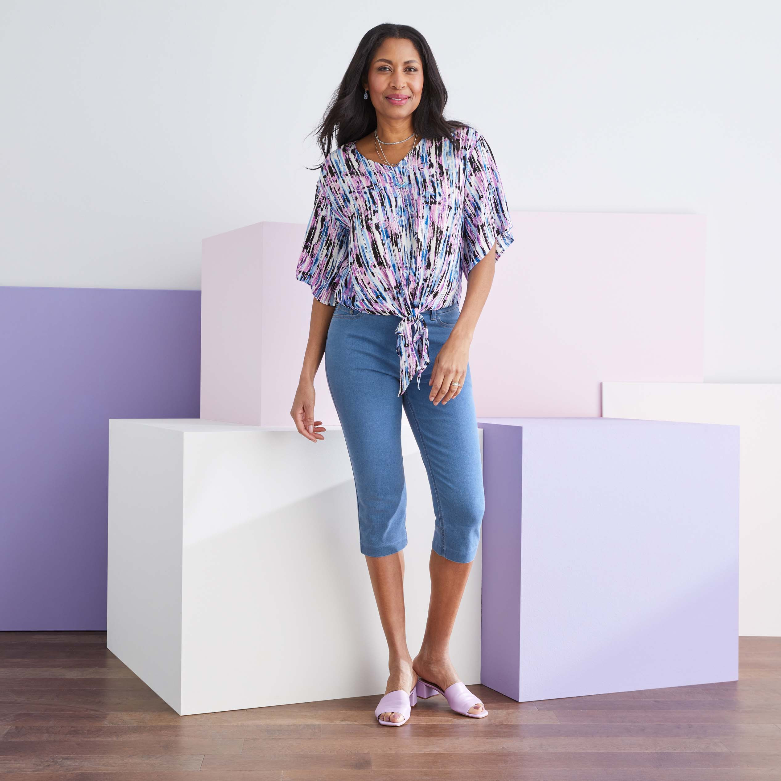 Petite - Tie Front Kimono Blouse