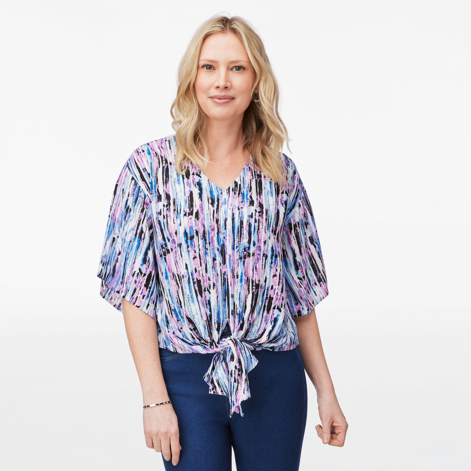 Petite - Tie Front Kimono Top