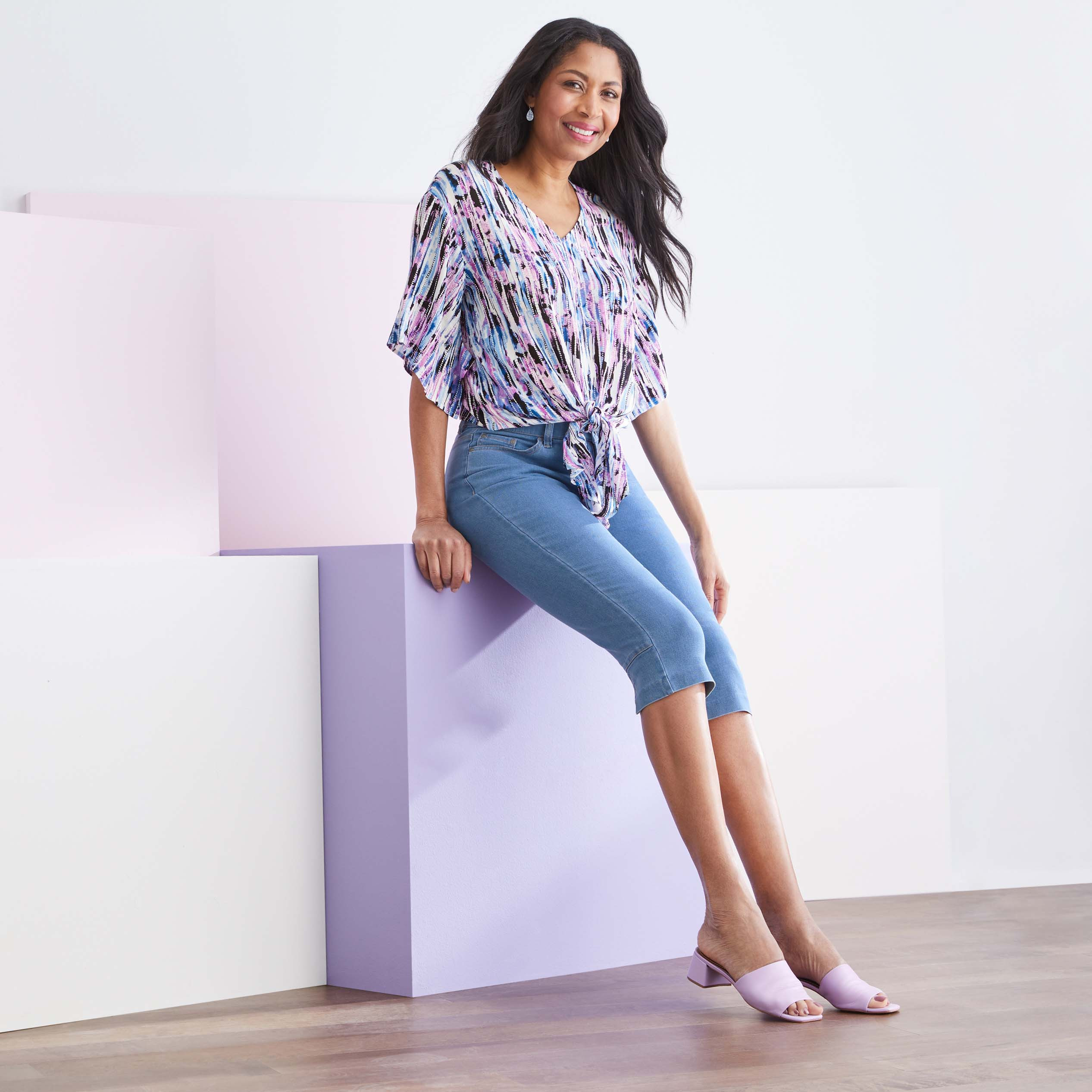 Petite - Tie Front Kimono Blouse