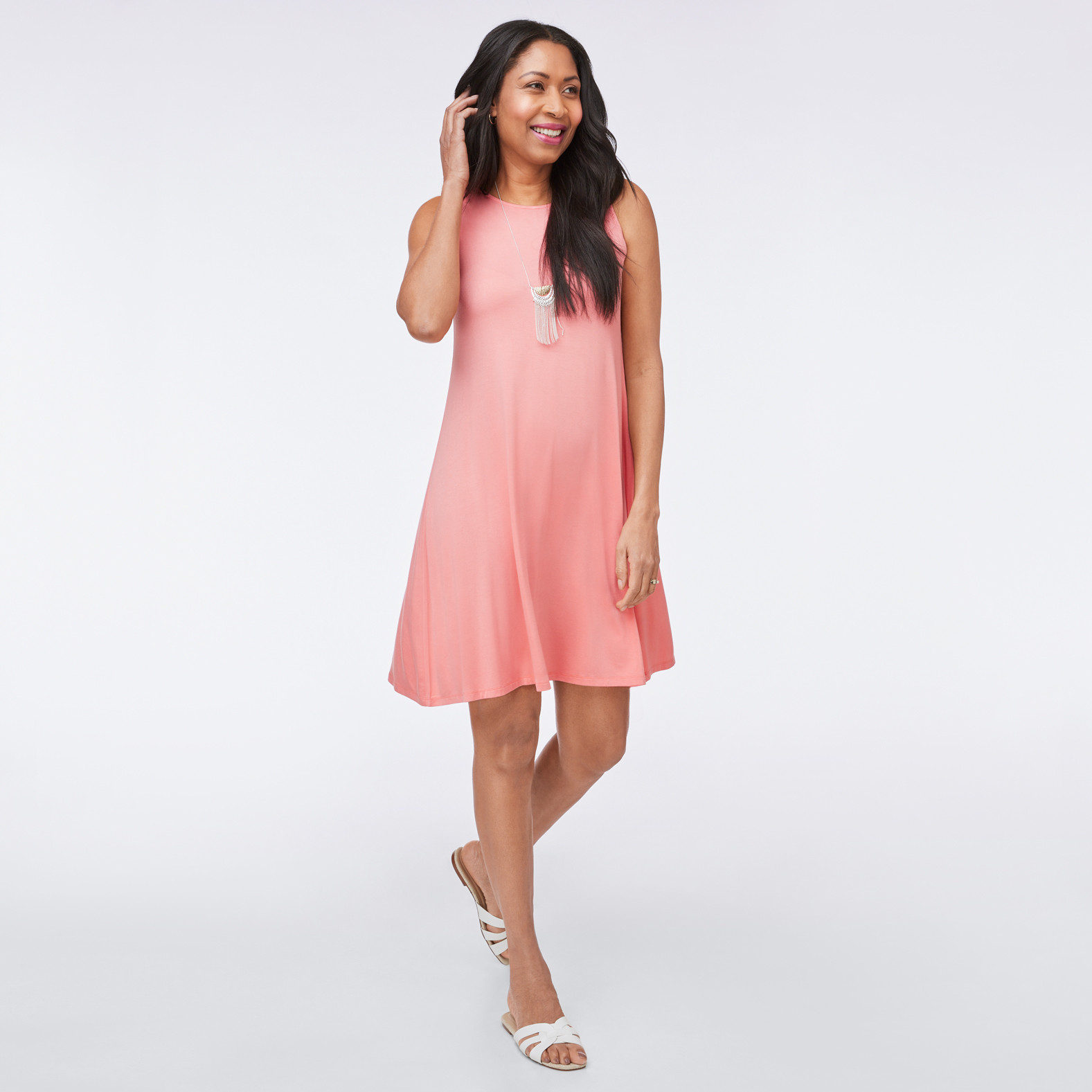 Solid Sleeveless Swing Dress
