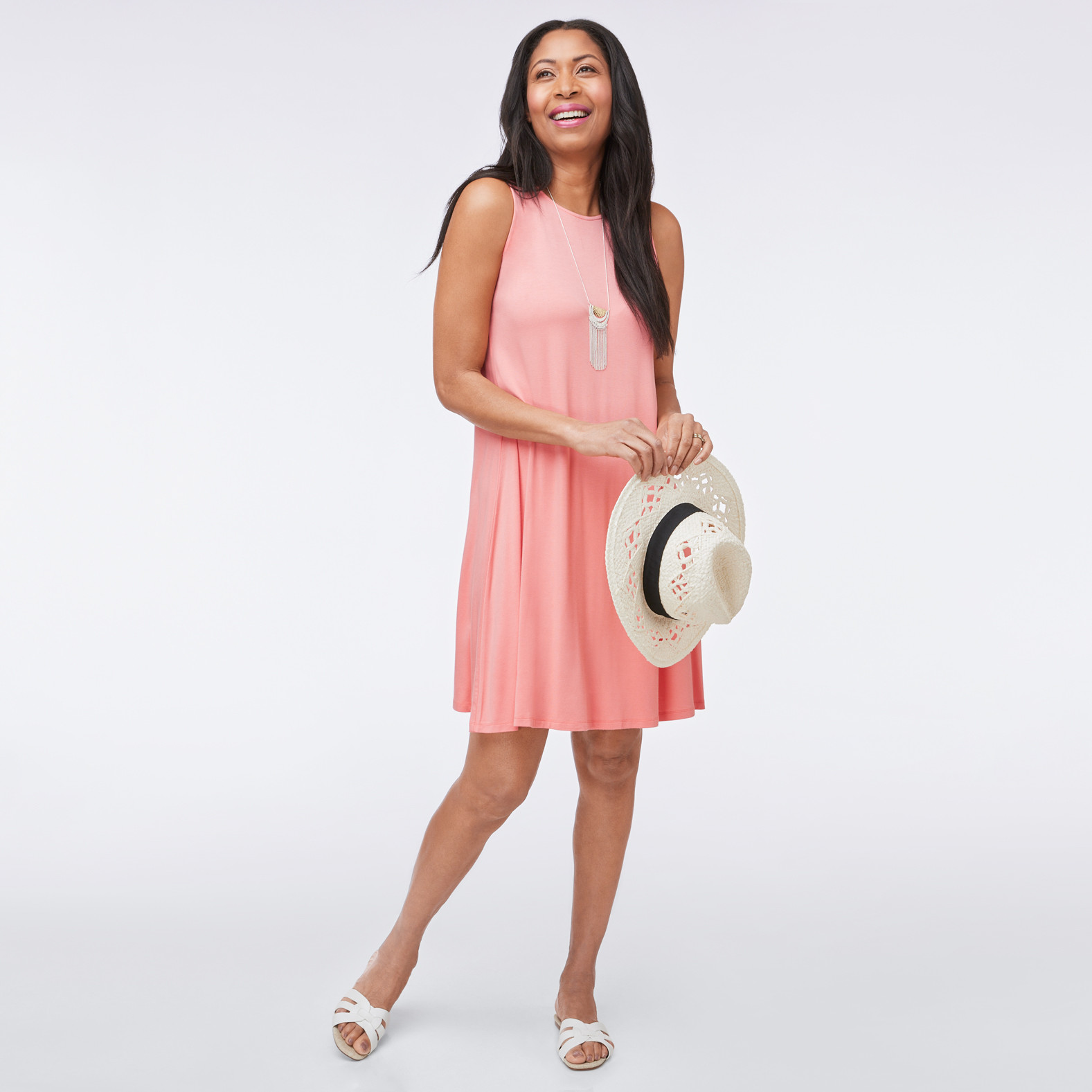 Solid Sleeveless Swing Dress