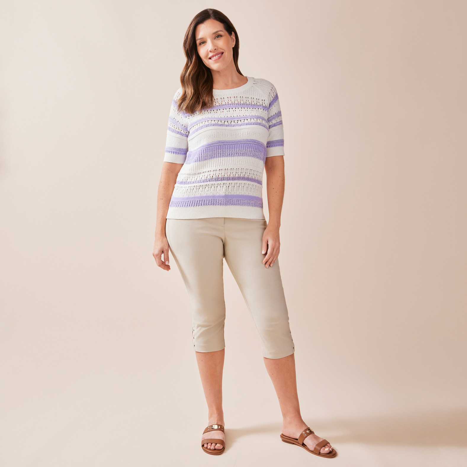 Short Sleeve Striped Sweater