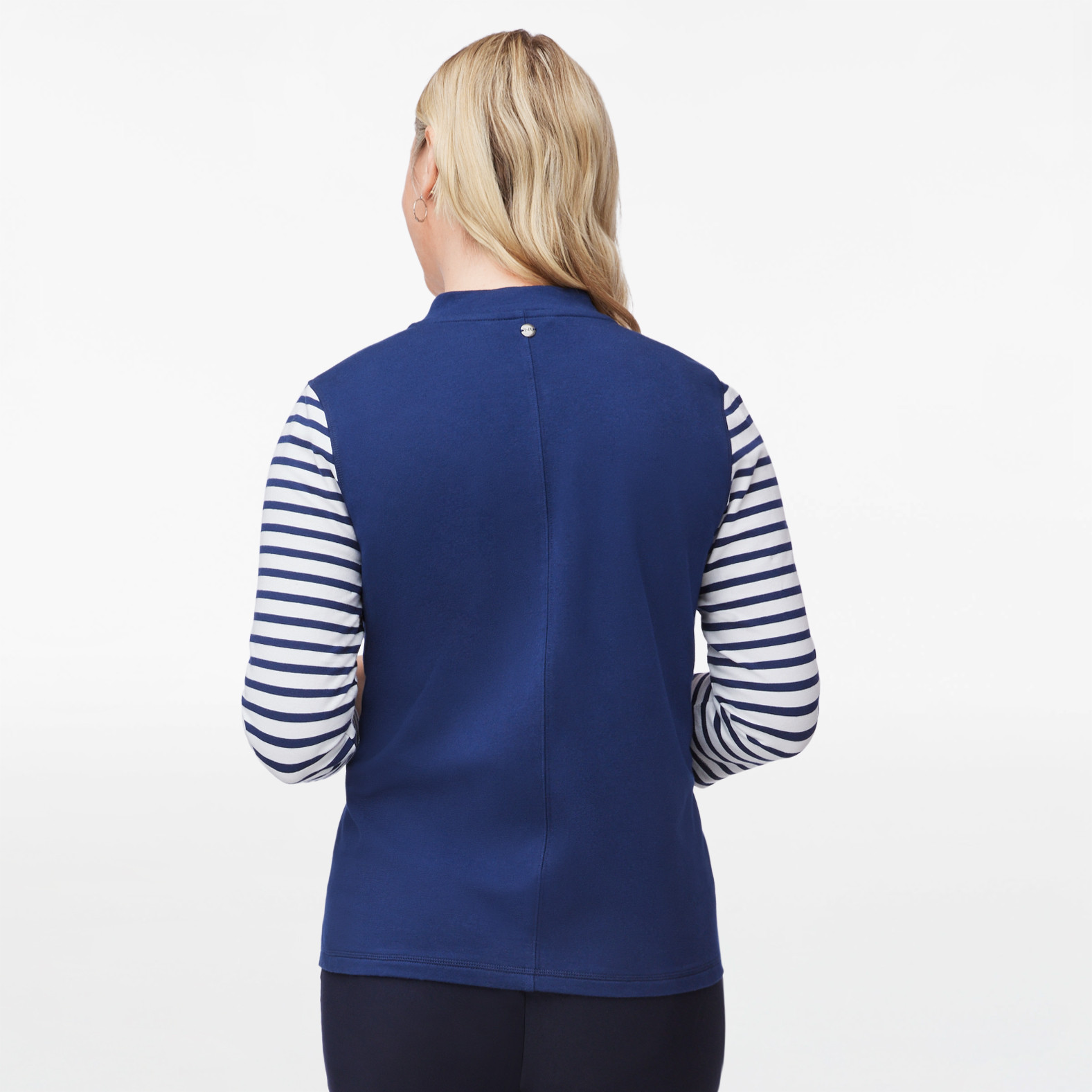 Three Quarter Sleeve Striped Zip Up Jacket