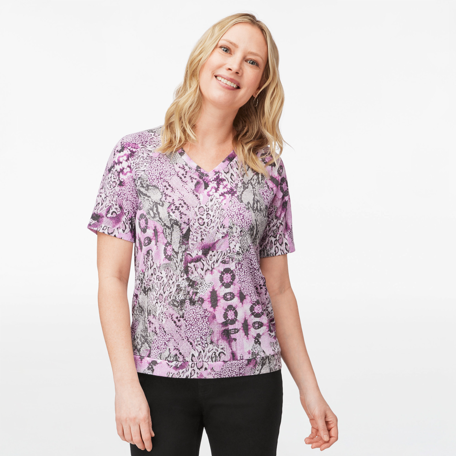 V Neck Animal Print Top