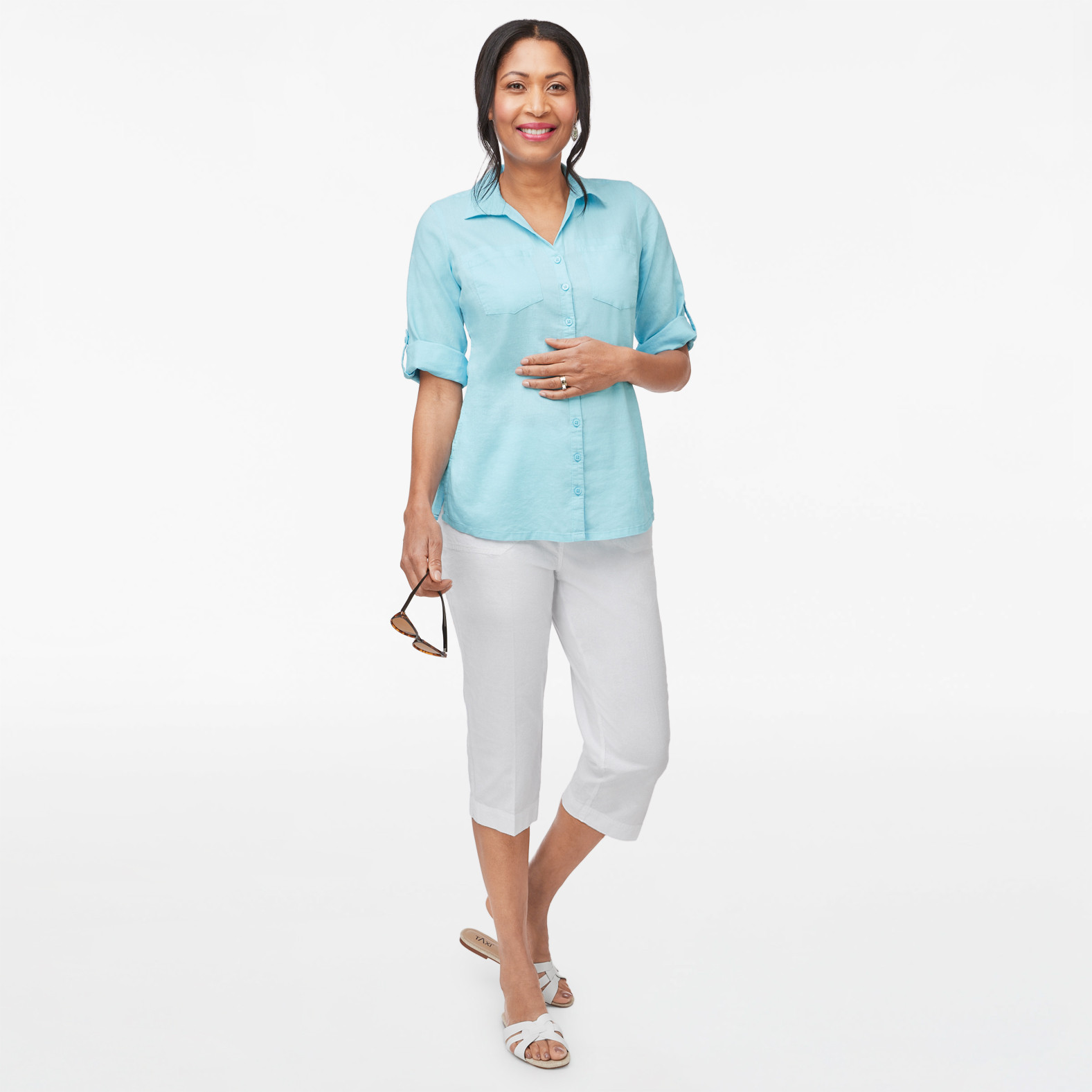 Roll Tab Linen Shirt - Spring Colours
