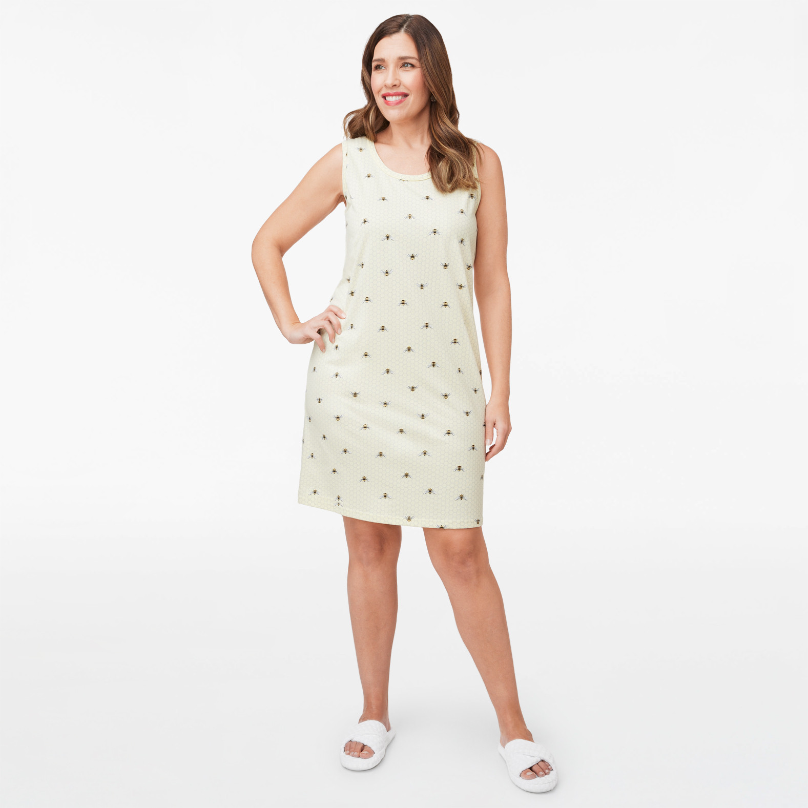 Sleeveless Bee Print Nightshirt