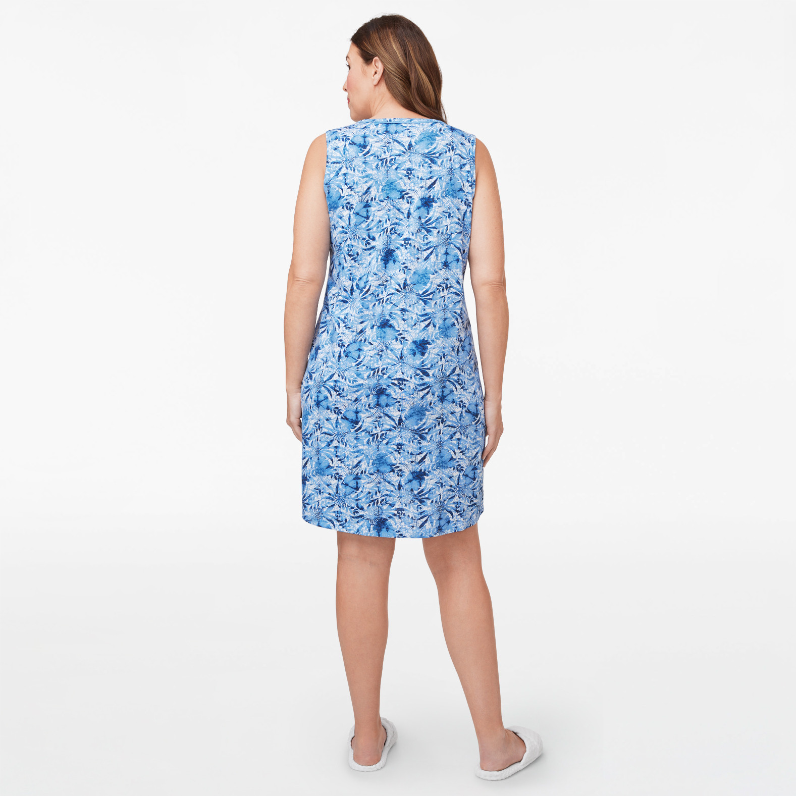 Sleeveless Tropical Print Nightshirt